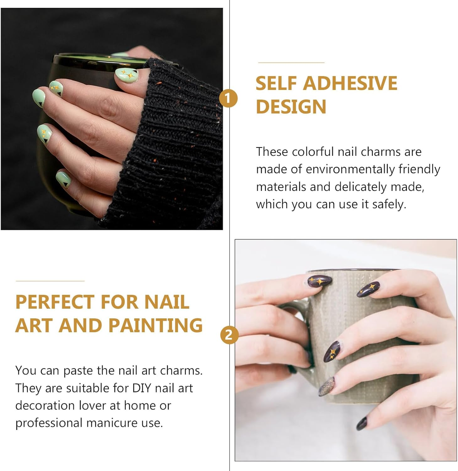 Luxshiny 5 Sheets Nail Art Stickers Creative Nail Ornament for DIY Rhinestones Aesthetic Look