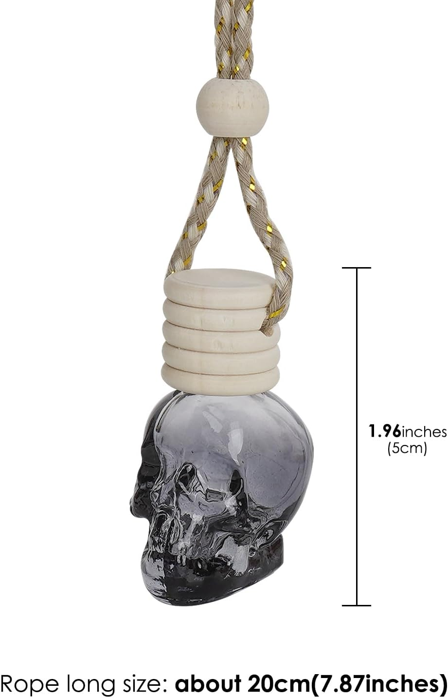 JANKOW Skull Air Freshener Car Hanging, Car Air Freshener Cars Diffuser Bottles, Refillable Perfume Bottles Pendant Auto Interior Decor for Essential Oil Fragrance Aromatherapy Bottle Ornament (6 Pcs)