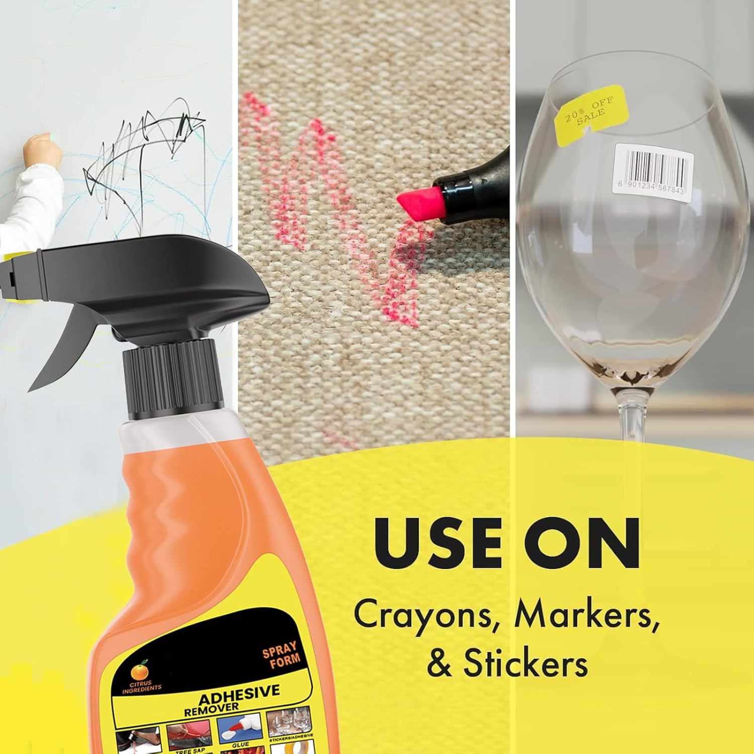 Adhesive Remover Spray Gel, Removes Chewing Gum, Grease, Tar, Stickers, Labels, Tape Residue, Oil, Blood, Lipstick, Mascara, 120Ml with Sticker Lifter image number 6