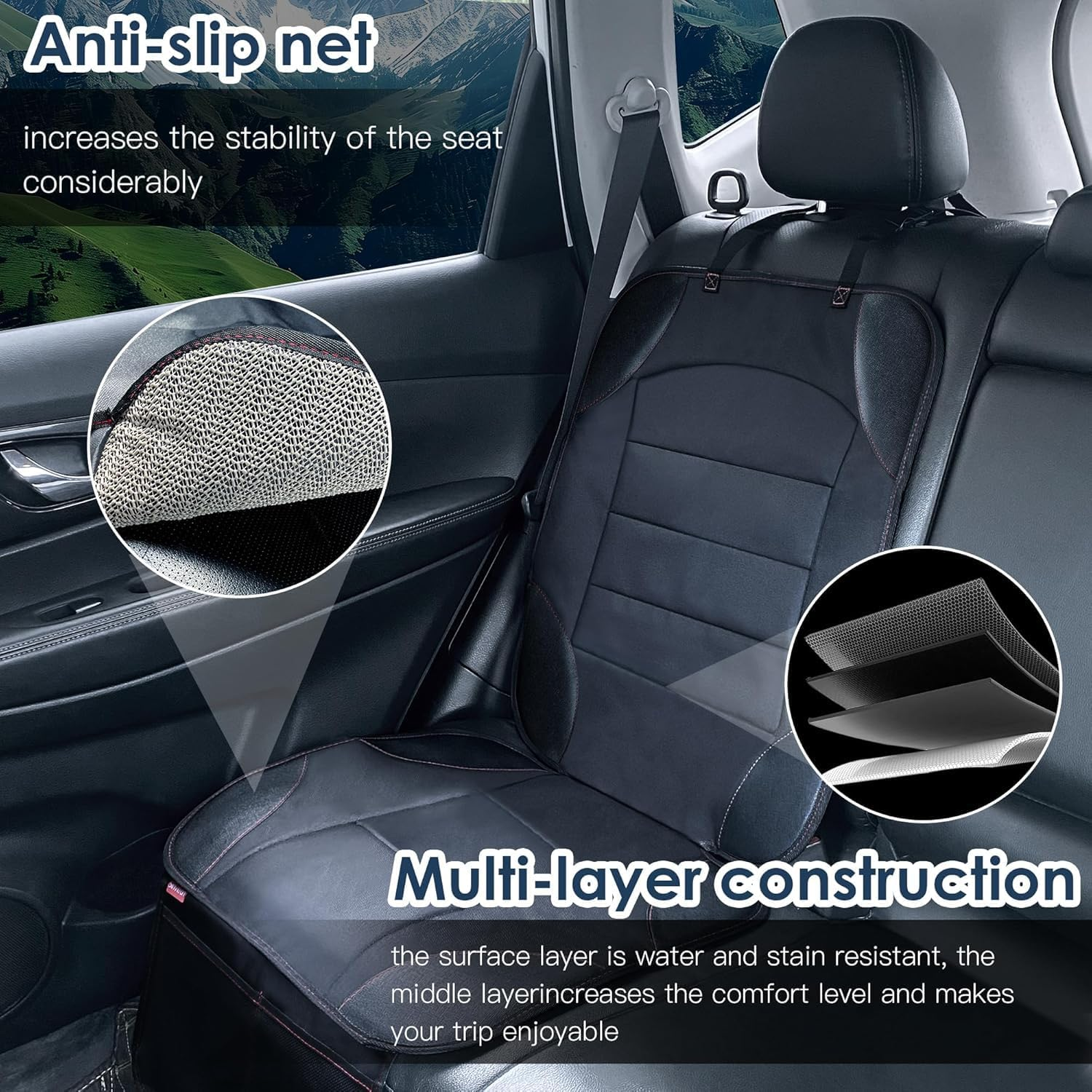 Car Seat Protector for Child Car Seat&ndash;Waterproof Non-Slip Car Seat Cover with 2 Mesh Pockets, Universal Car Accessories&Car Organiser Back Seat, Car Storage Organiser for Baby, Pets & Vehicles image number 4