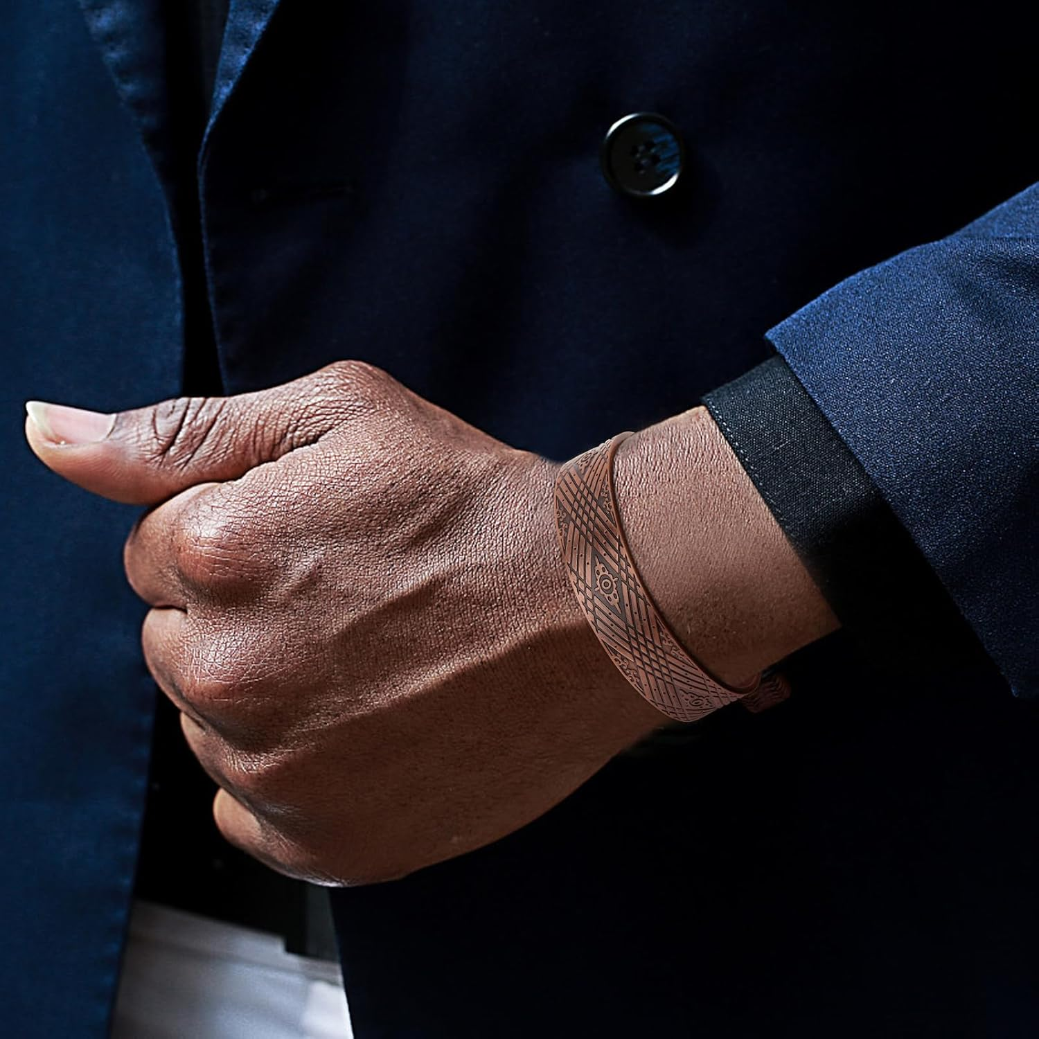 Magenergy Copper Magnetic Bracelet for Men - Adjustable Bangle for Arthritis Pain Relief - Cuff Jewellery Gift image number 5