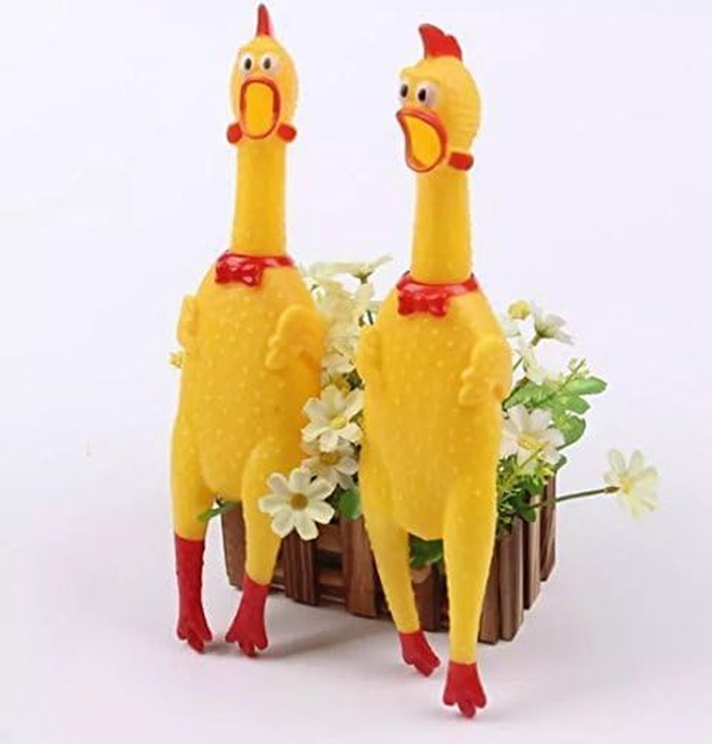 Rubber Chicken Toy 2 Pack 30 Cm Yellow Squeaky Dog Toy, Funny Chicken Toy Compatible with Dogs, Party Decorative Gift,- Haheihei image number 3