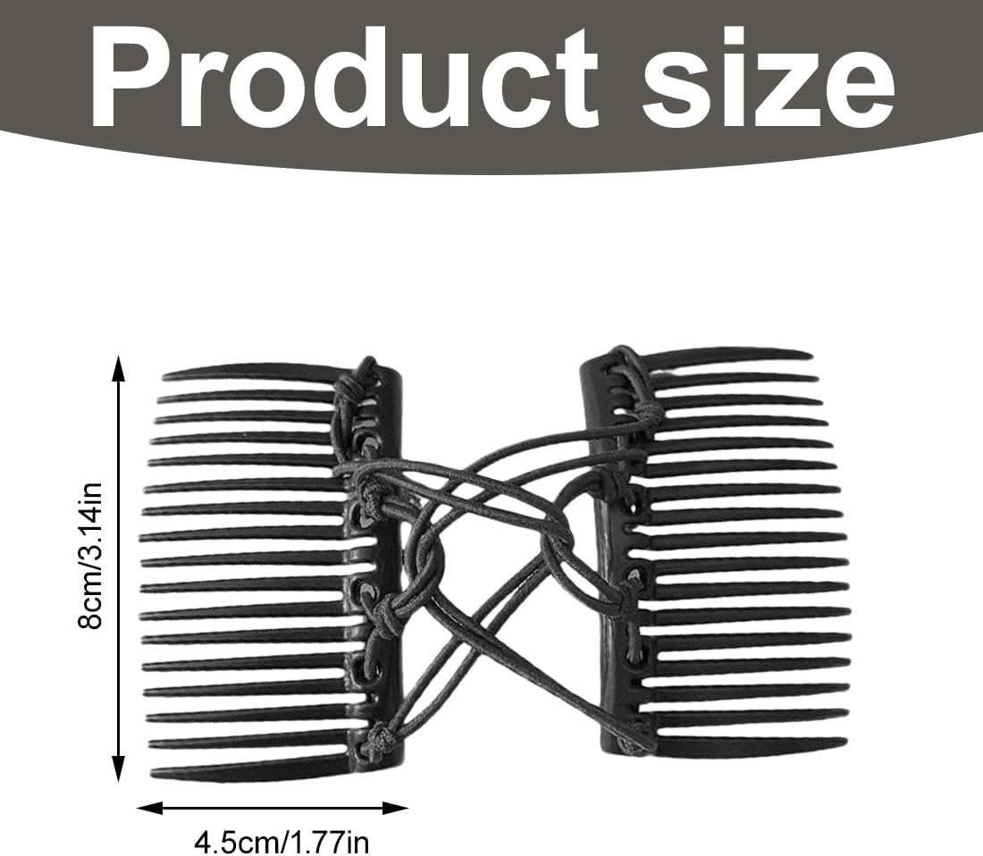 2 Pieces Elastic Hair Clips Double Comb Hair Bands Elastic Magic Combs for Thick Hair Vintage Adjustable image number 2