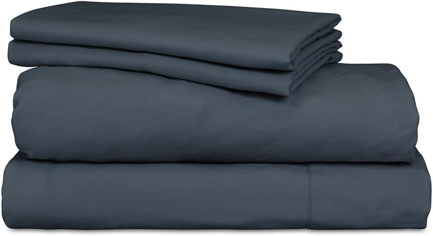 Vintage Washed Fitted Bed Sheet Set, Navy, Double