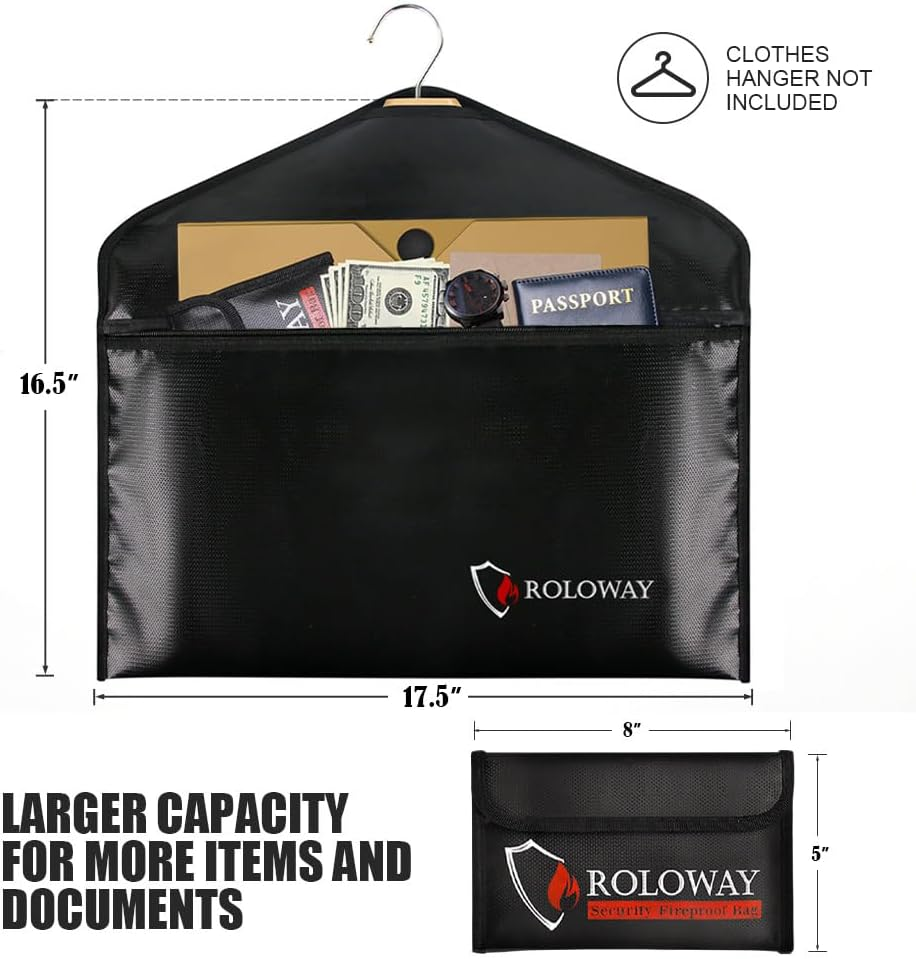 ROLOWAY Hanger Diversion Fireproof Safe, Hidden Compartment for Home & Travel, Secret Safe for Cash Hiding under Clothes with Small Fireproof Bag image number 6