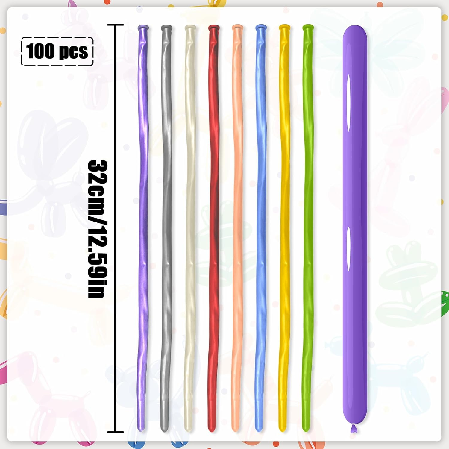 NILLOS Twisting Balloon, 100 PCS Colorful Long Balloon for Wedding, Birthday, Party Decorations (Assorted Colors) image number 4
