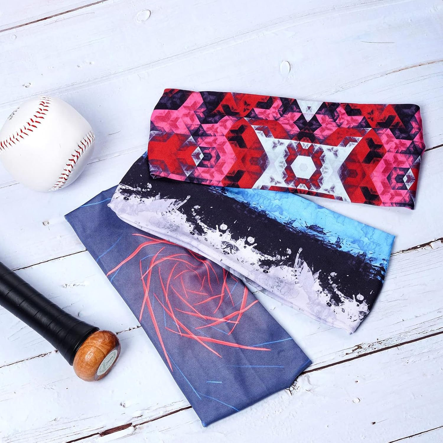 8 Pcs Sweatbands for Men Headbands Wide Sweatband Mens Stretchy Headband for Running Cycling Football Basketball Yoga image number 6