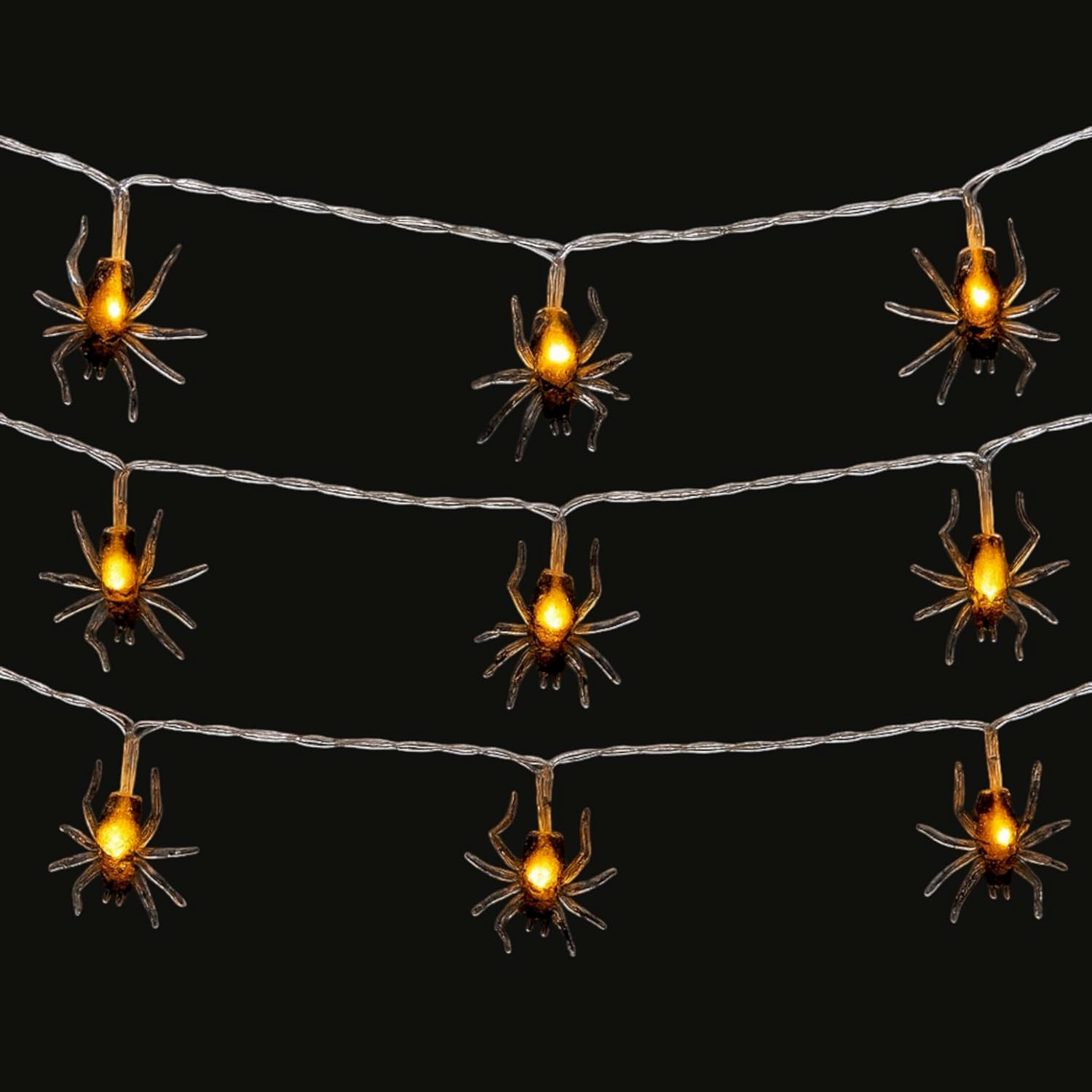 MIJOMA LED Spider Fairy Lights 165 Cm - 10 Warm White Leds - Halloween Decorative Fairy Lights Battery Operated - Party Lights with On/Off Switch for Indoor and Outdoor Use image number 6