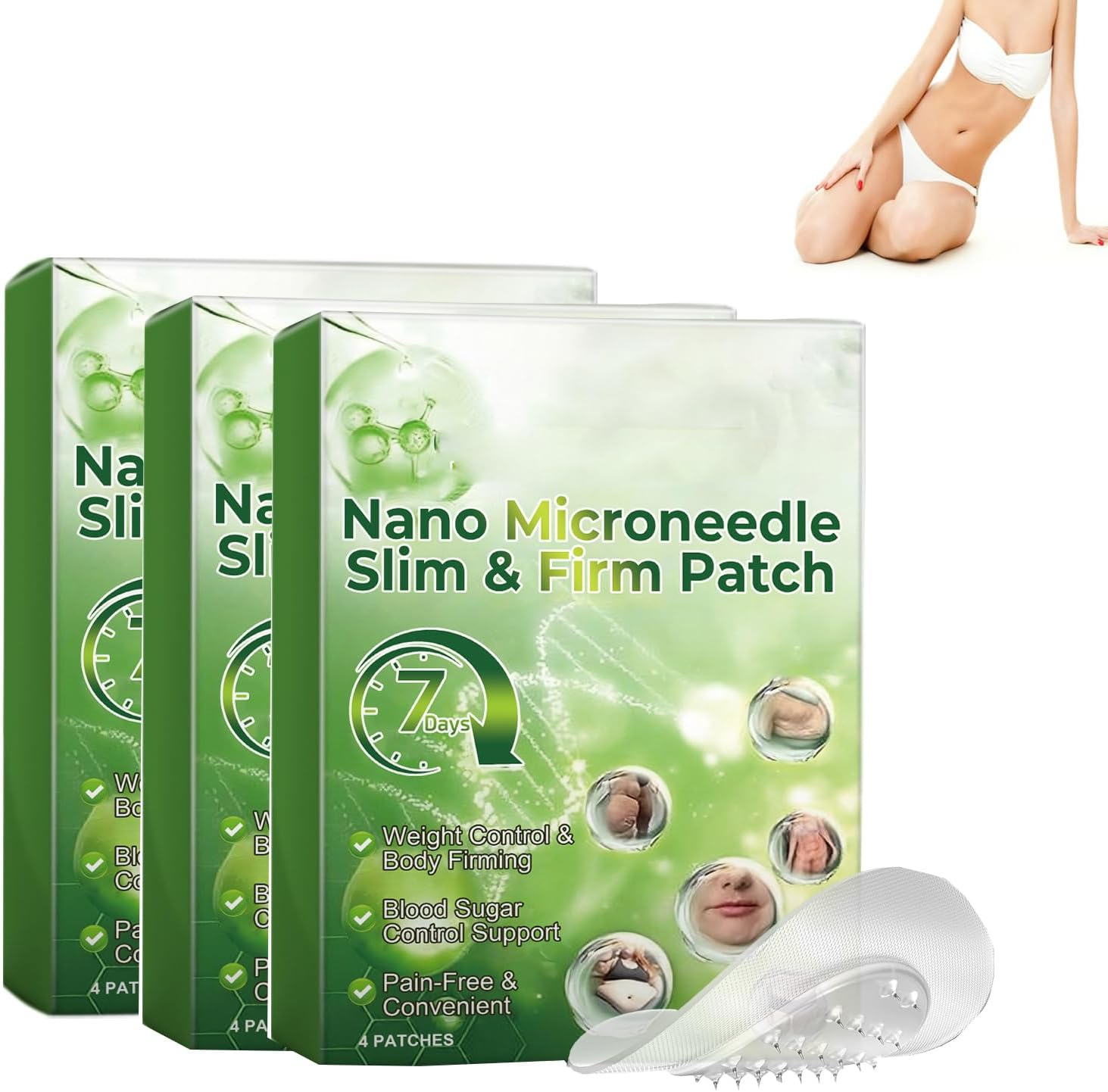 Nano Patch Firming Skin & Body Care, Natural Ingredients, Safe Effective for All Skin Types, Gentle Soothing Massage, Supports Skin Tightening Shaping (4PCS)