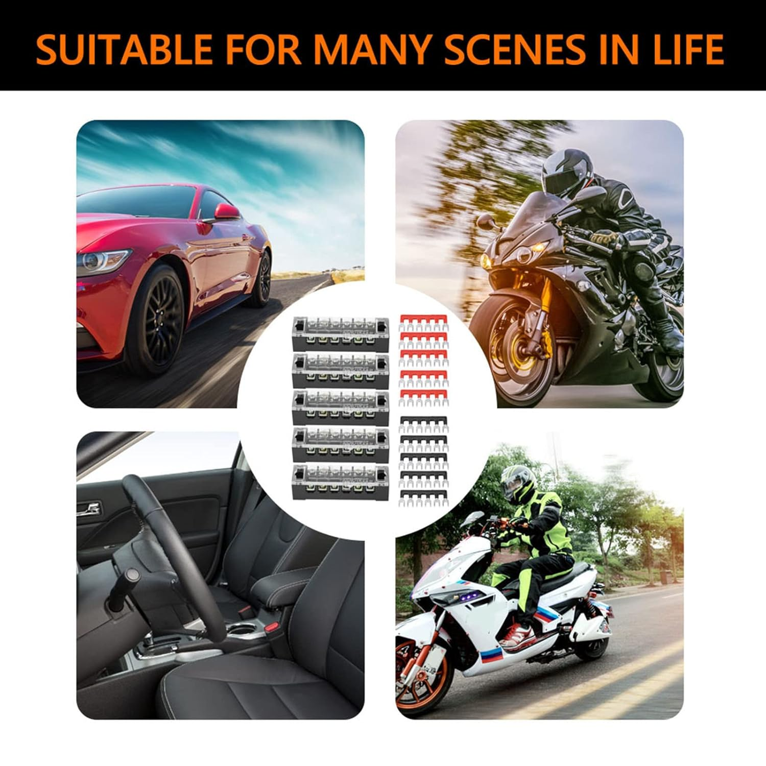 SOULONG 6 Position 15A Screw Terminal Block Dual Row Barrier Strip Pre-Insulated Terminal Block for Home Appliances Electronic Circuits with 5 10 Strips image number 6