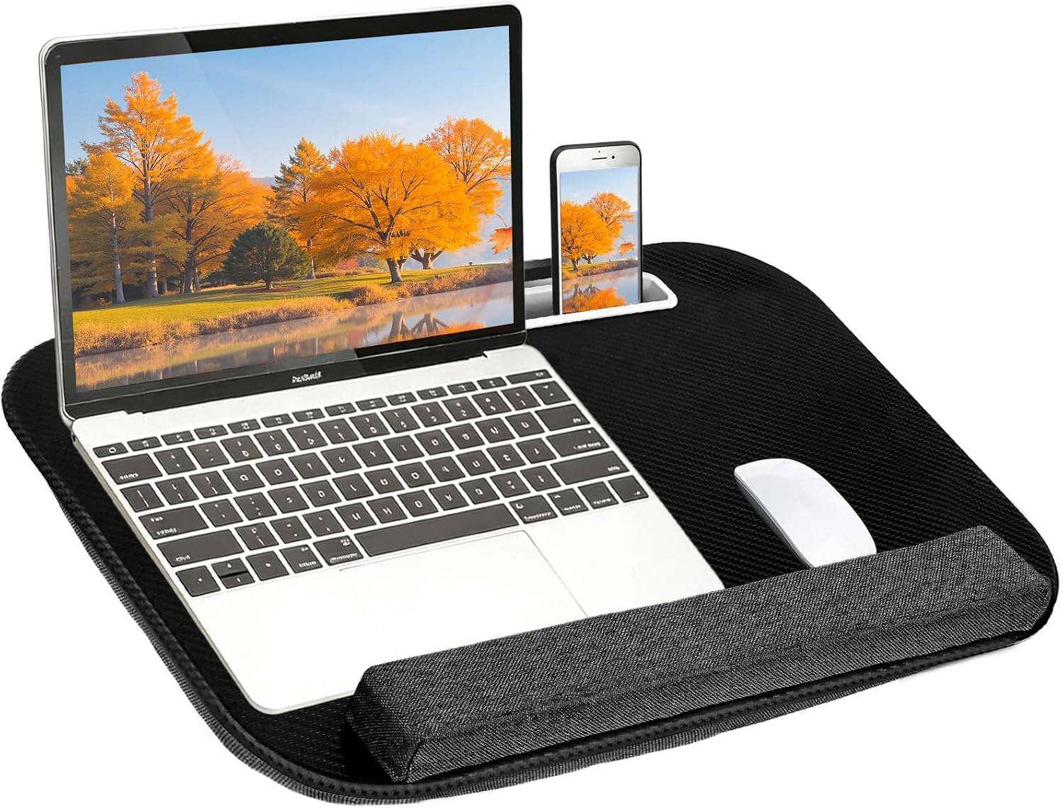 Lap Desk, Portable Laptop Desk with Pillow Cushion, Wrist Pad and Phone Holder, Fits up to 15.6 Inch Laptops, Laptop Cushion for Sofa Bed Working Writing Drawing image number 1