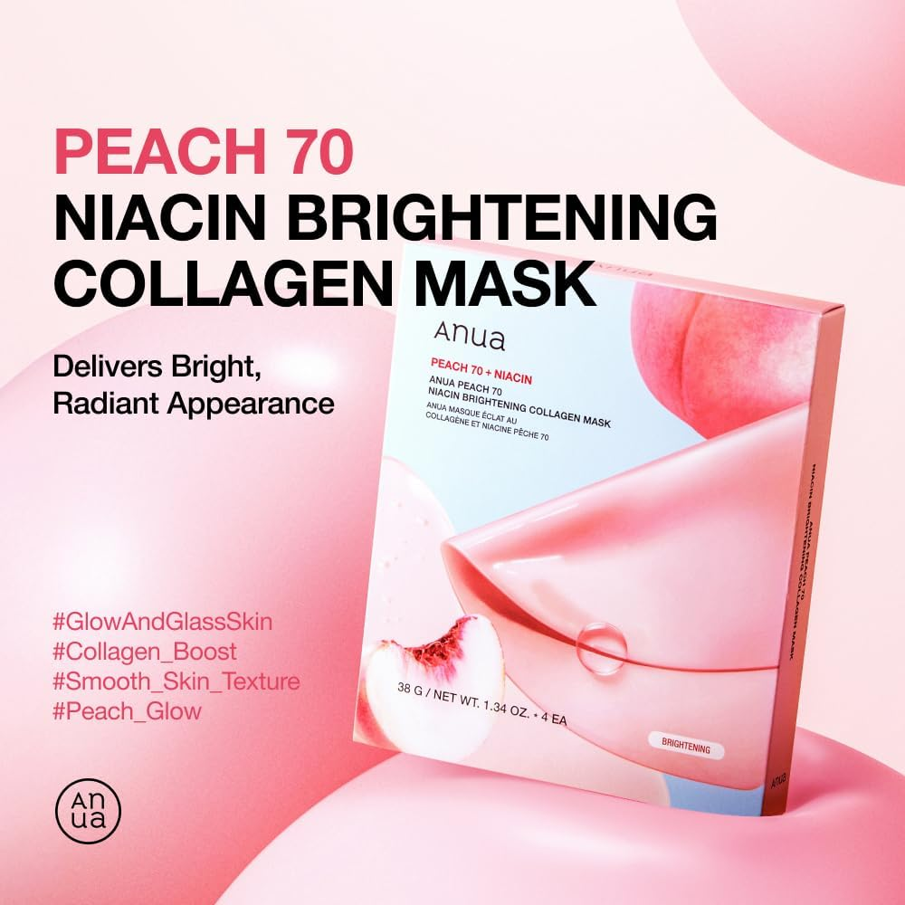 ANUA - Peach 70 Niacin Brightening Collagen Mask 38G X 4 Mask image number 3
