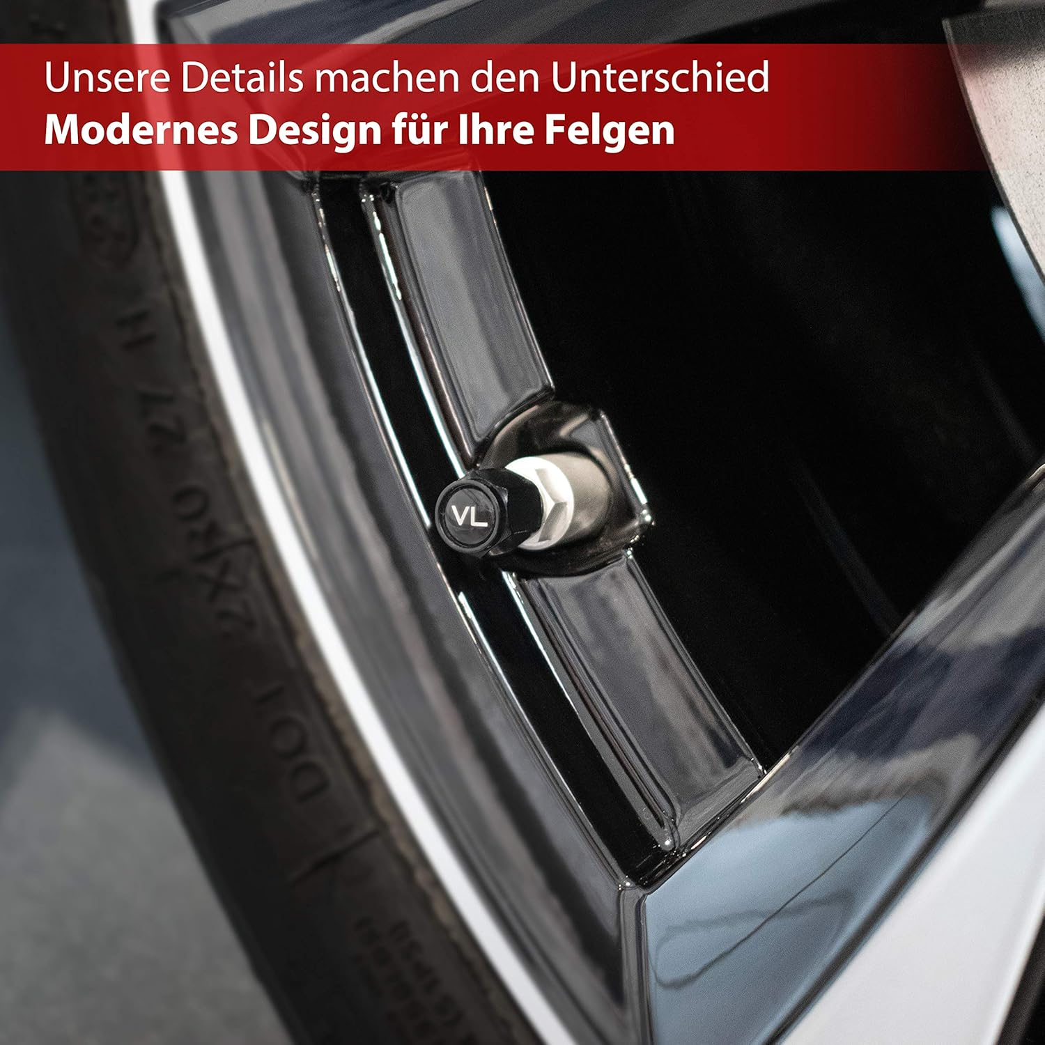 JK Trade&reg; 8 X ABS Plastic Car Valve Caps for Tyre Marking with Integrated Seal for Stored Winter and Summer Tyres, Universal, Car Accessories (Black V1) - Black V1 image number 6