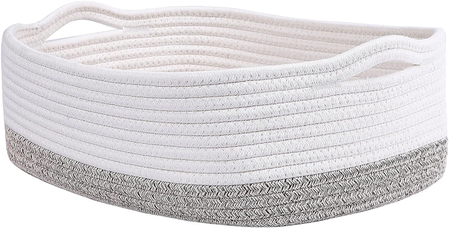 Woven Cotton Rope Storage Basket, (14.5"X 11"X 5") Cube Changing Table Organizer for Closet Towels, Baby Nursery Bin, Small Dog Cat Toy Box, Gift Baskets Empty by CIKI HOME