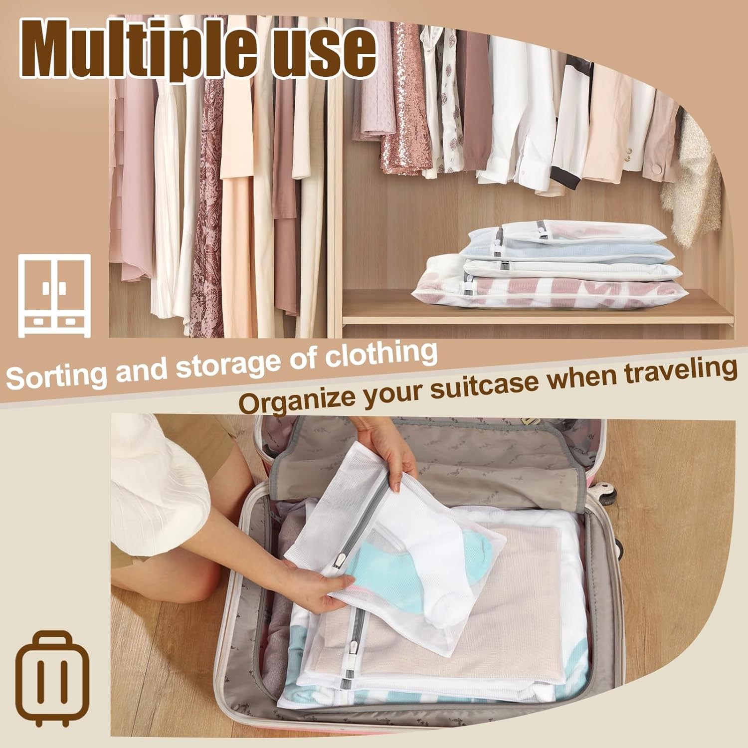 Angooni Pack of 8 Mesh Laundry Bags, Sturdy Laundry Bags for Delicates, Safe Lingerie Washing Bag, Portable Wash Bag with Zip for Lingerie, Underwear & Baby Clothes image number 1