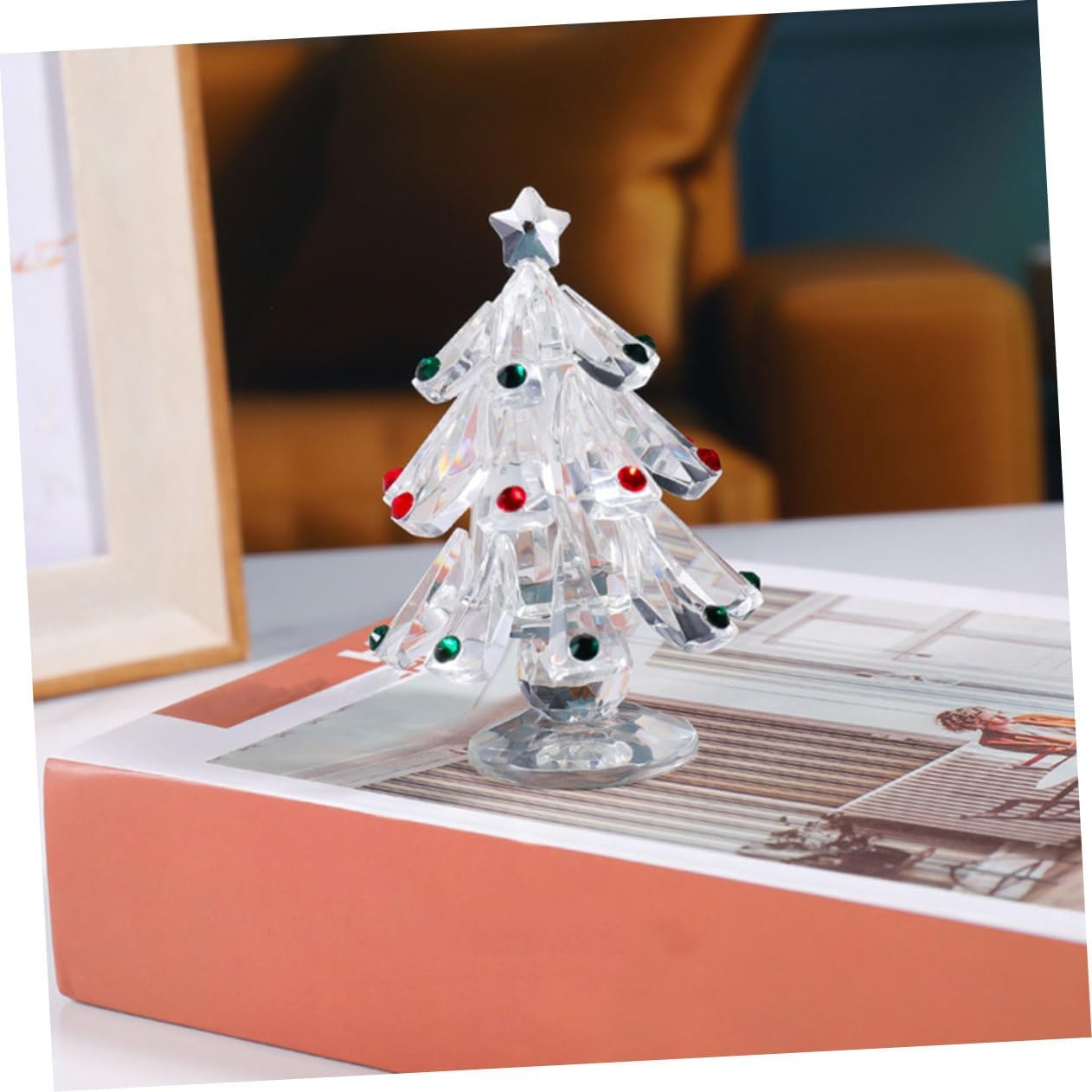 Christmas Tree Ornaments Snowman Bell Glass Decorative Figurine for Desktop Home Office Christmas Party Supplies image number 5