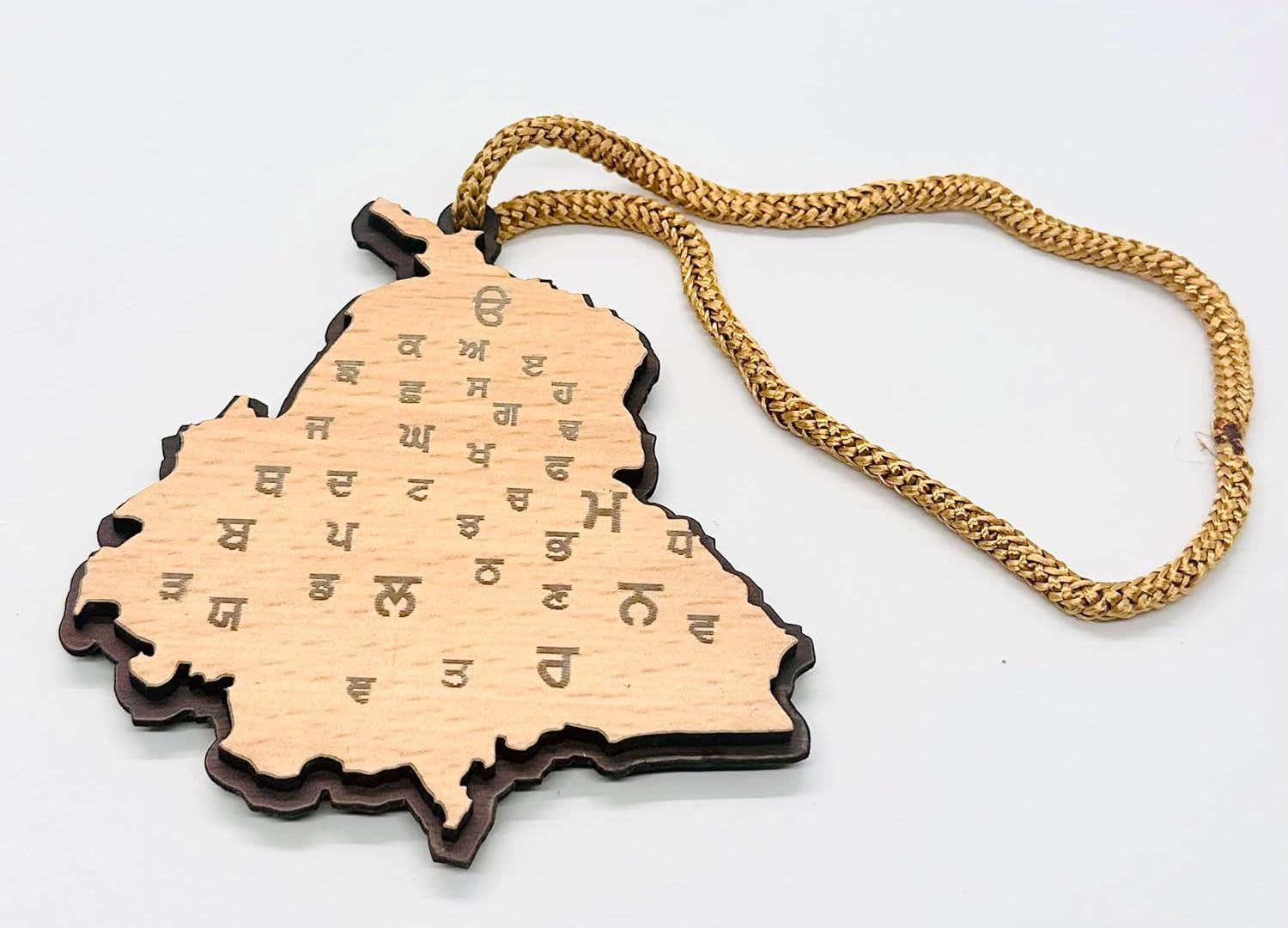 Sadigali Punjab Map Car Hanging Punjabi Car Accessory for Punjabi Car Decor Both Side Gurmukhi and Punjab States Engraved 6MM Thick 4 Inches Wide Khanda Punjabi Accessory, Beige image number 6
