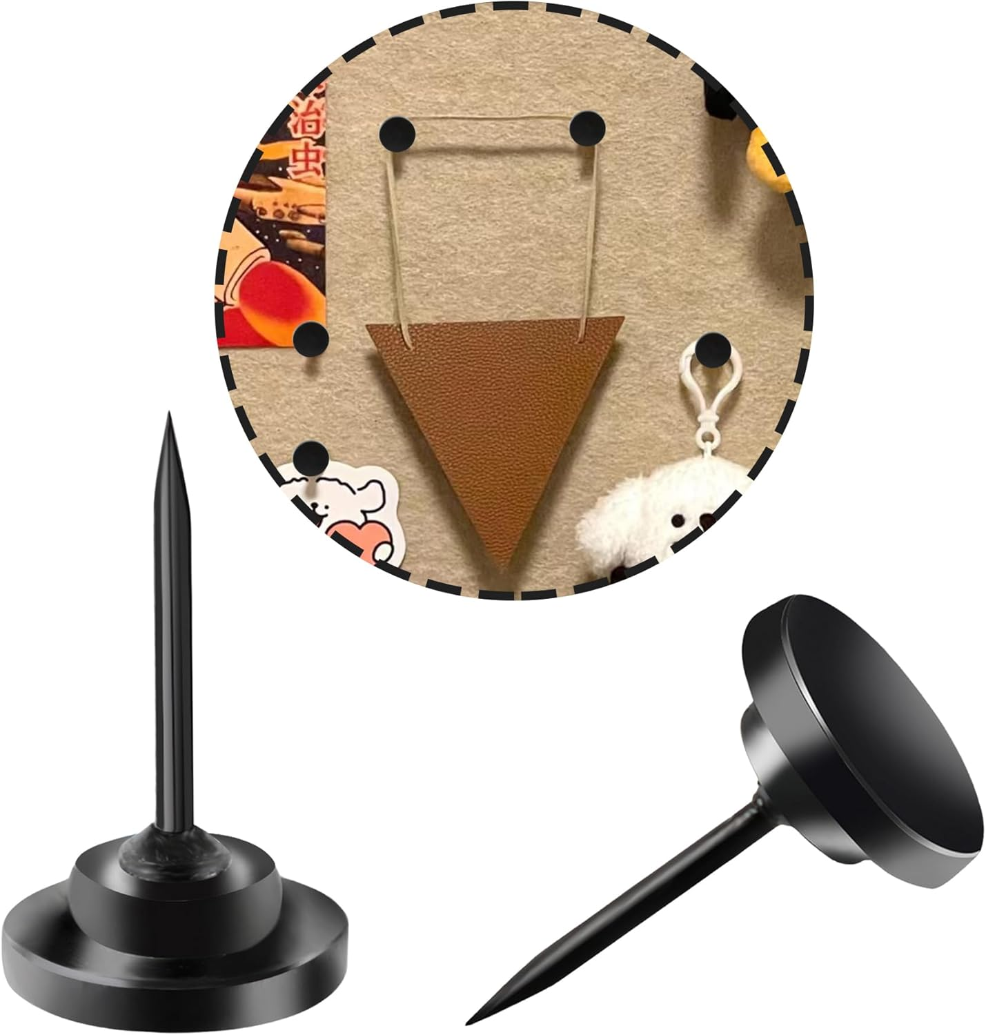 50Pcs Metal Push Pins, Thumb Tacks for Hanging Poster and Map, Heavy Duty Head Pin for Wall Corkboard Bulletin Board, Home Office Craft Accessories (Black) image number 3