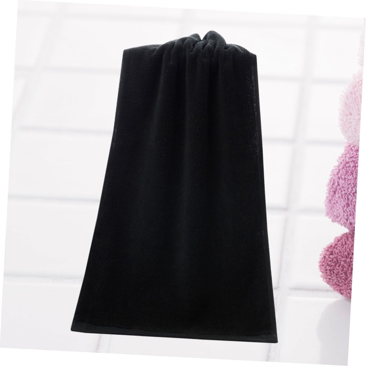 SHOWERORO Cotton Black Face Towel Fast Drying Highly Absorbent Extra Large Hotel Quality Towel for Home Spa Travel image number 5