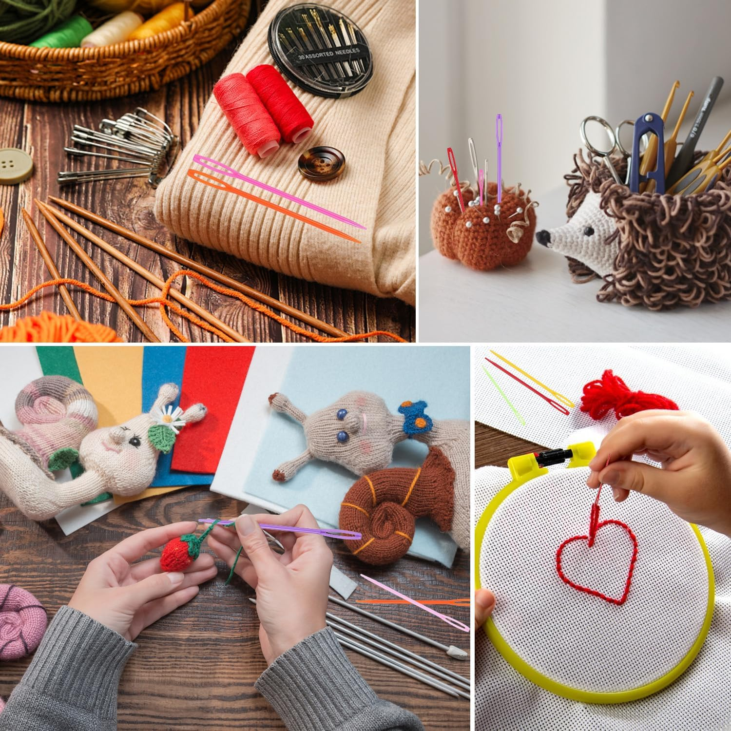 WALWAL 30 Pcs Large Eye Plastic Weaving Needles, Colorful Yarn Needles, for Crochet Knitting and DIY Sewing Handmade Crafts(2.76 in + 3.54 in + 5.91 In) image number 1