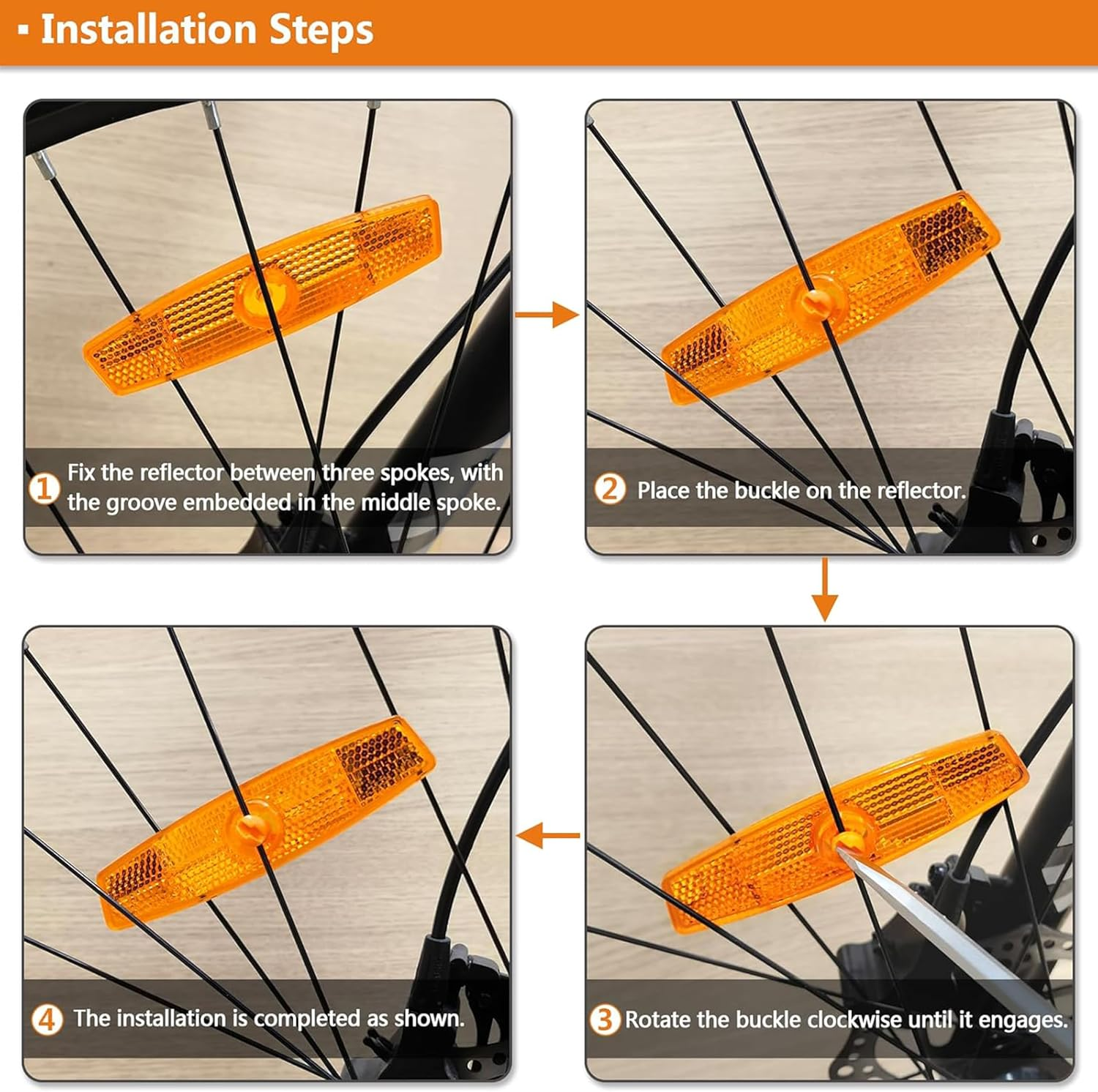 4 PCS Bicycle Wheel Spoke Reflectors,Bikes Wheel Reflectors,Bicycle Safety Warning Reflector Road,Reflective Bikes Clip,Bike Accessories for Mountain Bike Decoration Night Riding - White image number 2