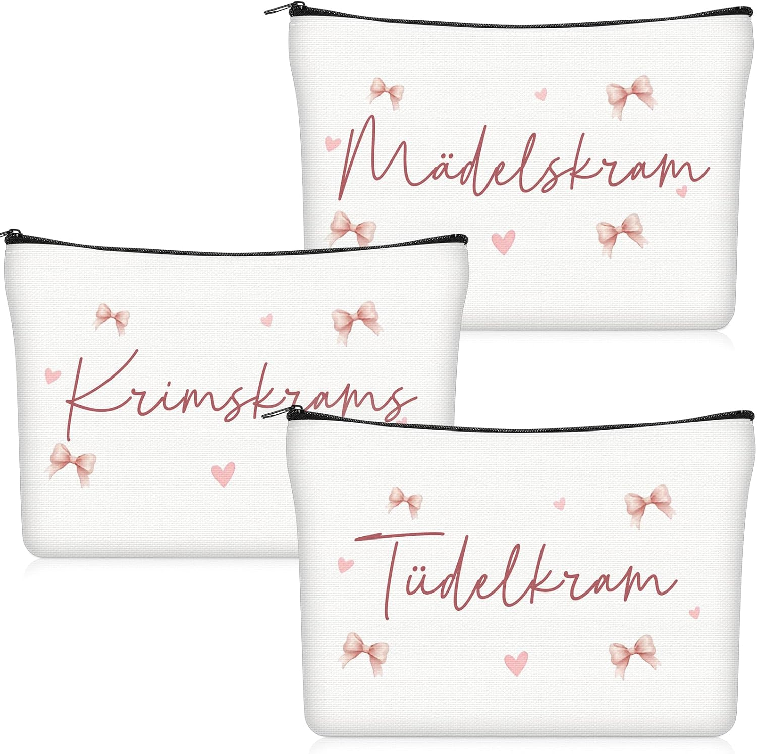 Geiserailie 3 Pieces Trousse De Maquillage Petite Trousse De Toilette Avec Inscription Zipp&eacute;e Portefeuille De Voyage Pour Femmes Et Filles, Cosmetic Bag1, Cosmetic Bag1 image number 4