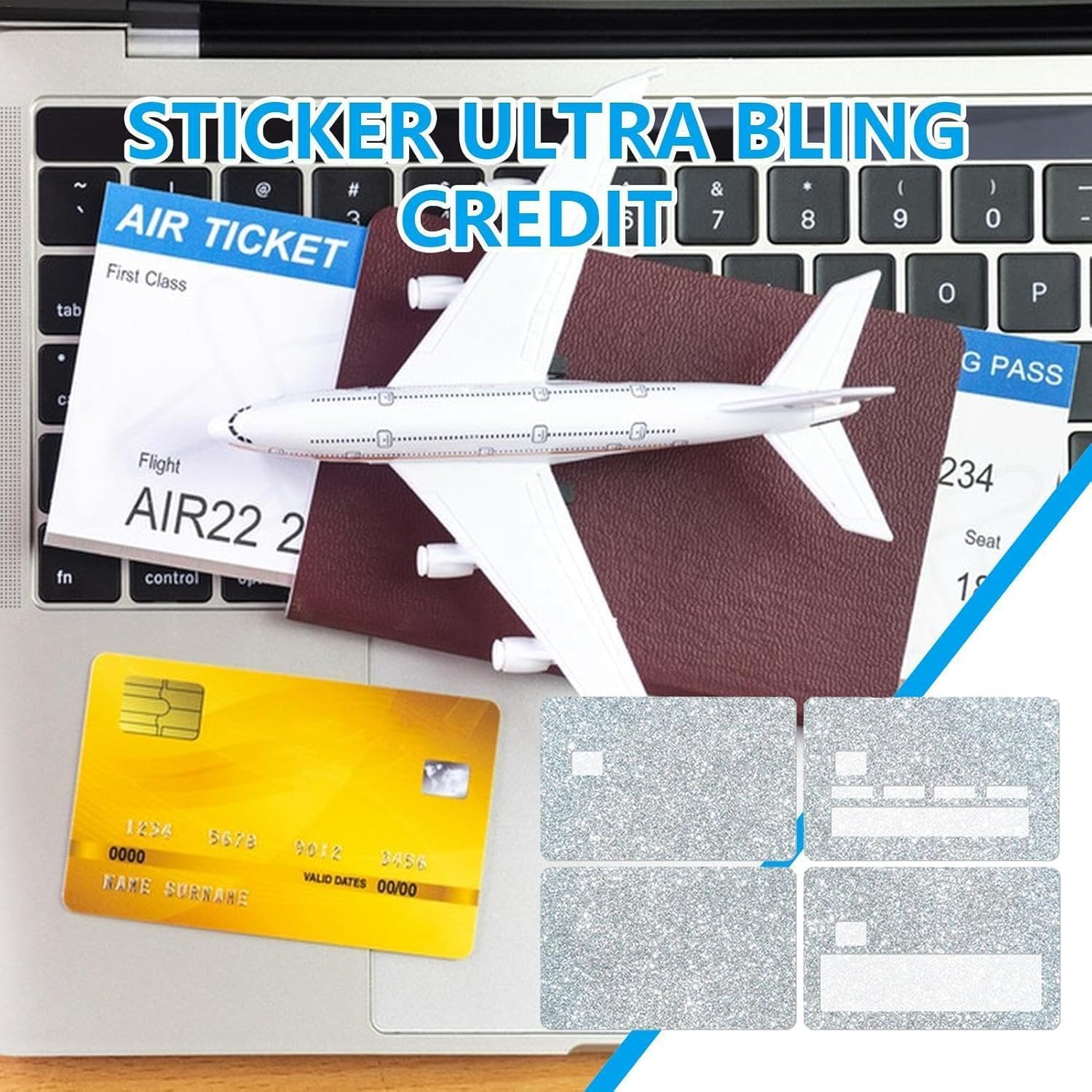 LNYMZD Silver Credit Card Skin Stickers | Removable Bling Card Skins Covering - Bubble Free Bank Card Protecting Wrap, Card Protection Film, Slim Card Protector Desk Accessories and Storage Products image number 2