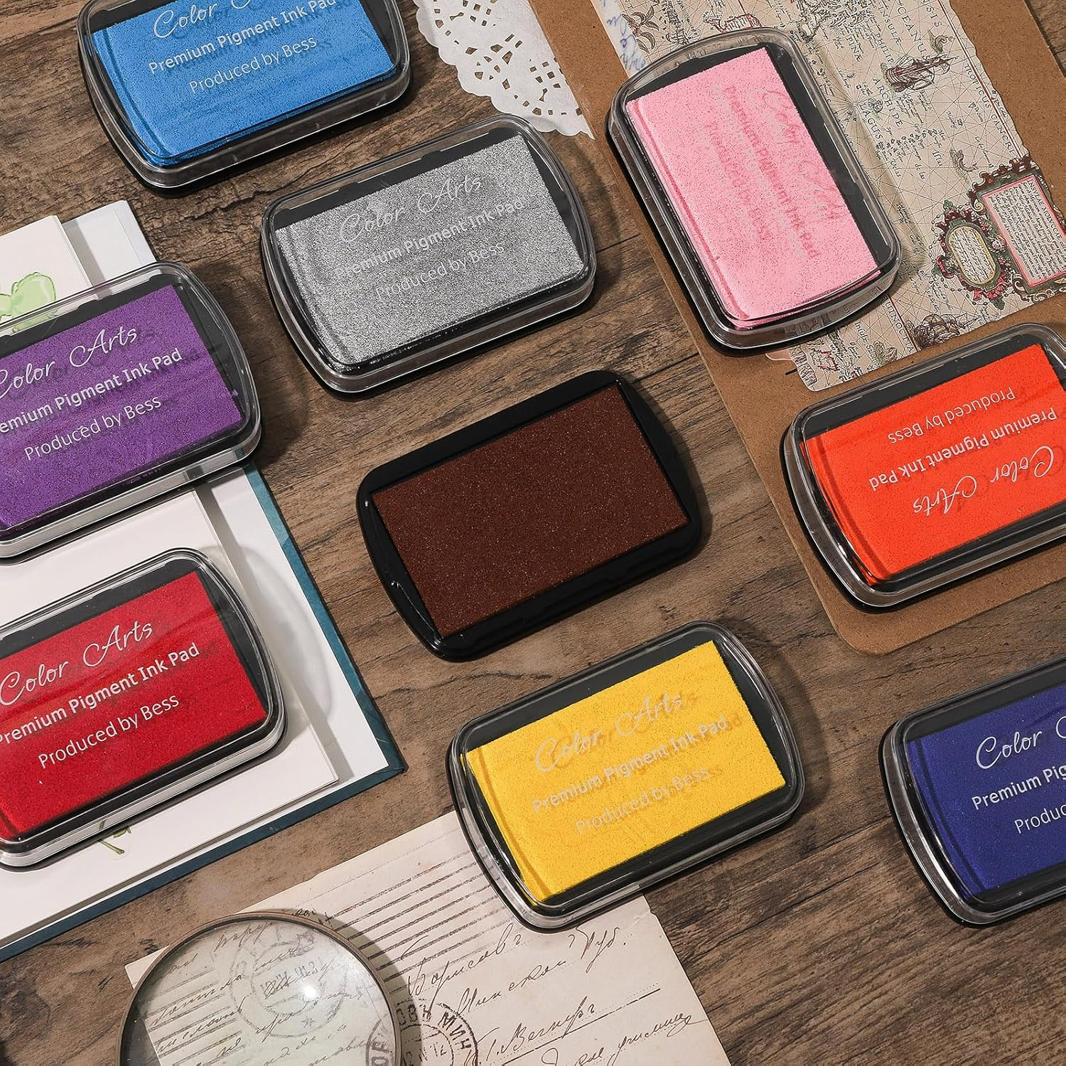 Gripebao Ink Pad for Stamps, Stamp Pads for Rubber Stamps, Washable Craft Ink Pad for Stamping, Permanent Fabric Ink Pad for Fingerprint, Card Making, Scrapbook, Paper, Wood (Silver) image number 1