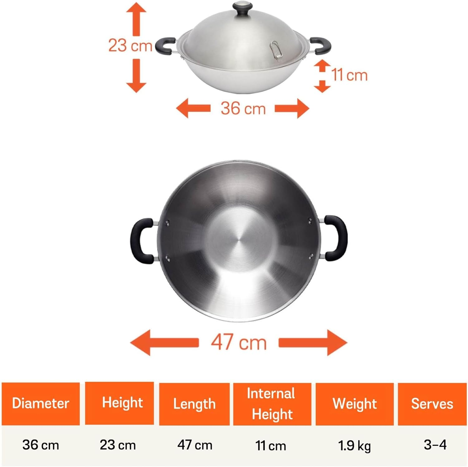 Meyer Centennial Stainless Steel Wok 36Cm with Lid, 7.3L, Induction Compatible, Tri-Ply Base, Dishwasher & Oven Safe, Scratch Resistant Stir Fry Pan, Silver image number 6