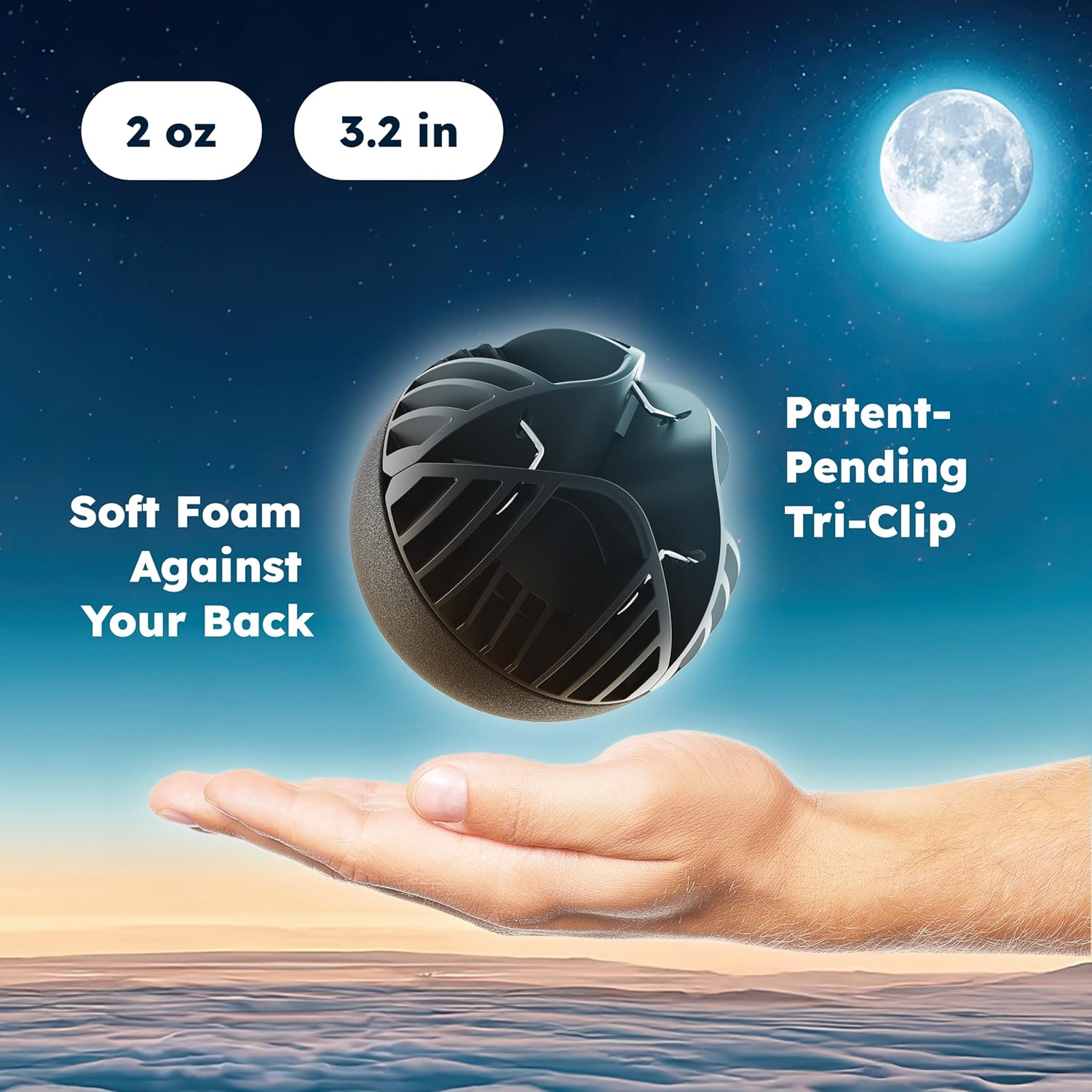 Ball for Side Sleep Posture - Calma Clip V2 by Whole Nights, Sleep Aid for Back Snorers, anti Snoring Device, Attaches to Any Clothes and Keeps You in a Healthy Sleeping Position image number 4
