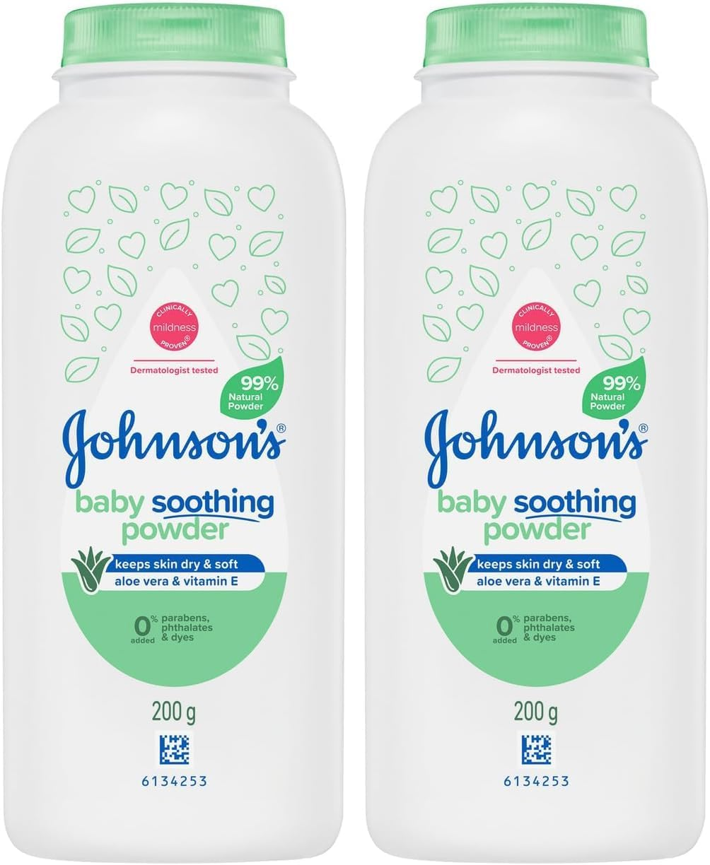 Johnson&rsquo;S Baby Pure Cornstarch Aloe & VIT E Soothing Moisture Absorbing Baby Powder 200G|99% Natural, Plant-Based Cornstarch|Keep Skin Dry & Soft, Prevents Heat Rash & Chafing|Suitable for Adults & Babies image number 1