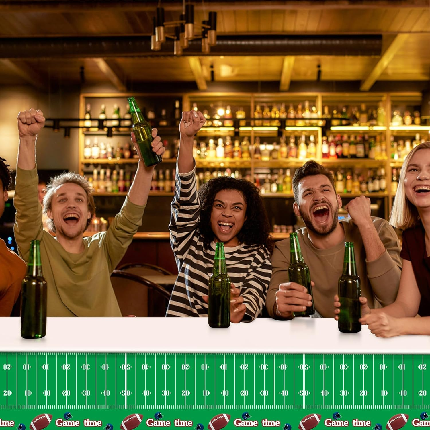 Football Tablecloth, 54X108 Inch Football Table Cover Touchdown Football Table Runner Plastic Football Party Decorations Table Decor Table Cloth for Sport Themed Party Birthday Gameday Supplies image number 6