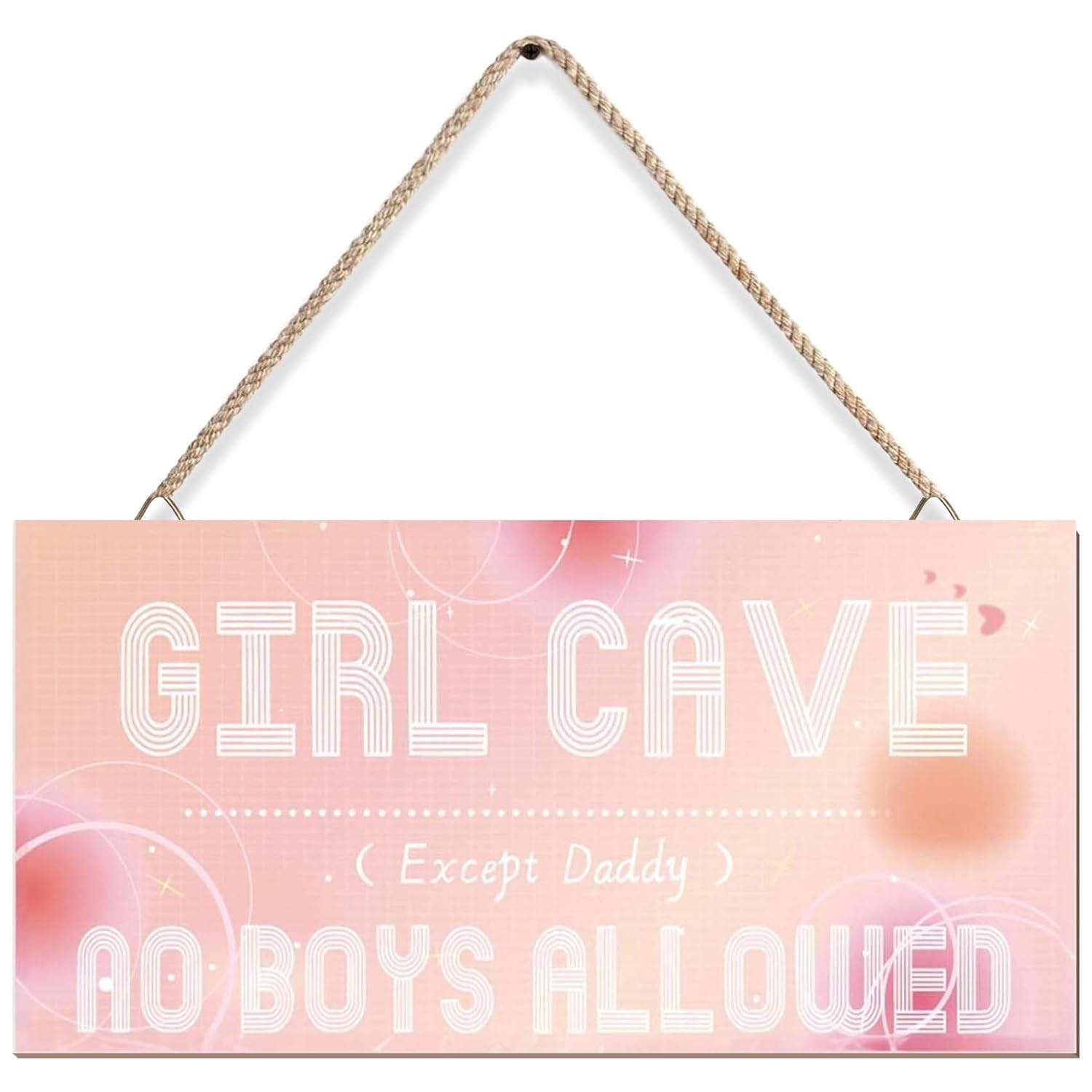 DUMING-IN Girl Cave Sign, 12"X6" Cute and Funny Girl Cave Hanging Wooden Door Sign Wall Decor, Kids Room Signs for Door, No Boys Allowed Sign, Room Decor for Teen Girls (Pink) image number 1