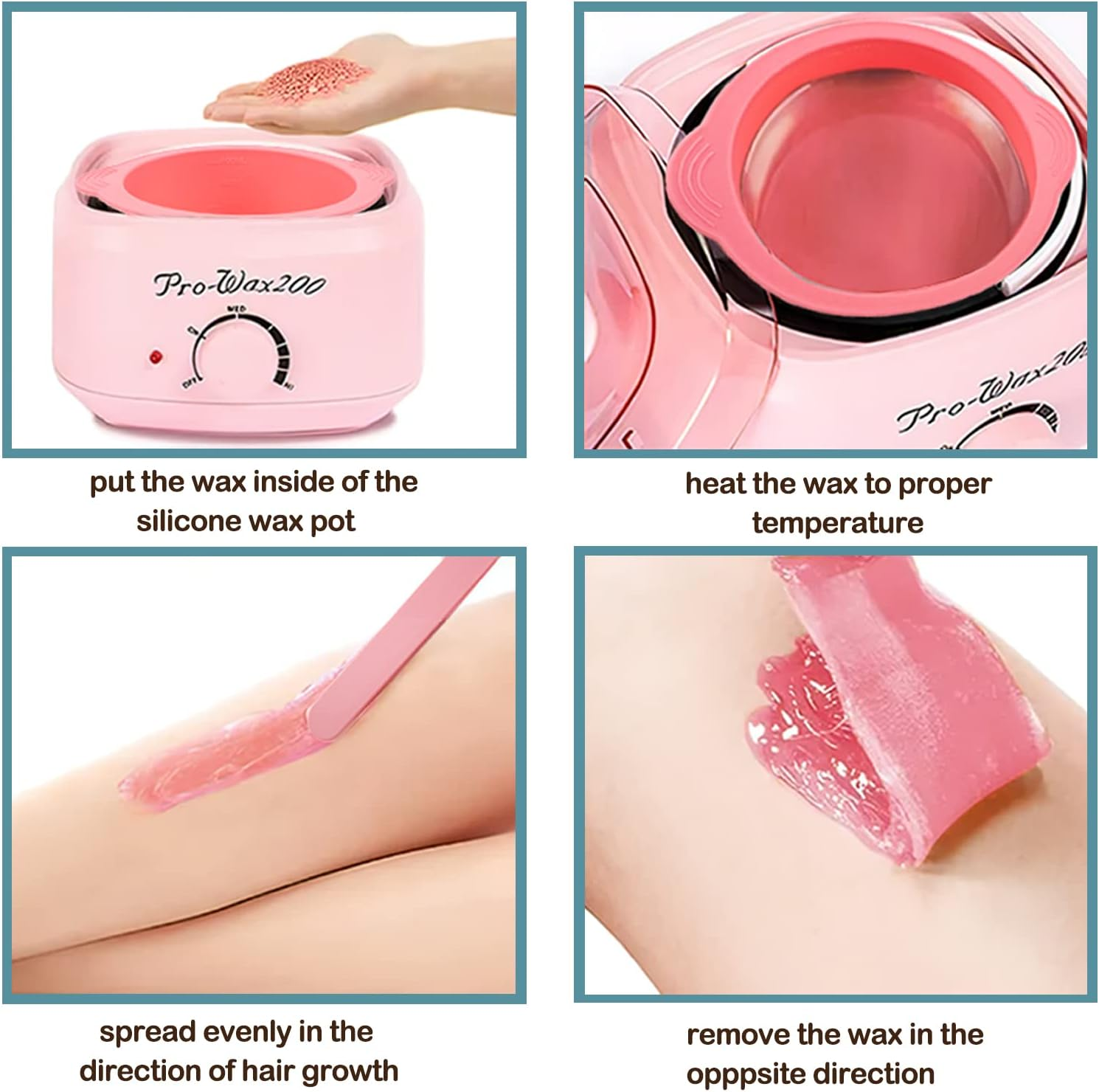 4 Pcs Silicone Wax Warmer Liner, Non-Stick Wax Melt Liner，Easy to Clean Wax Warmer for Hair Removal, Wax Pot for Hair Removal with 4 Pcs Silicone Stirring Bar (Red, Pink, Blue, Yellow) image number 5