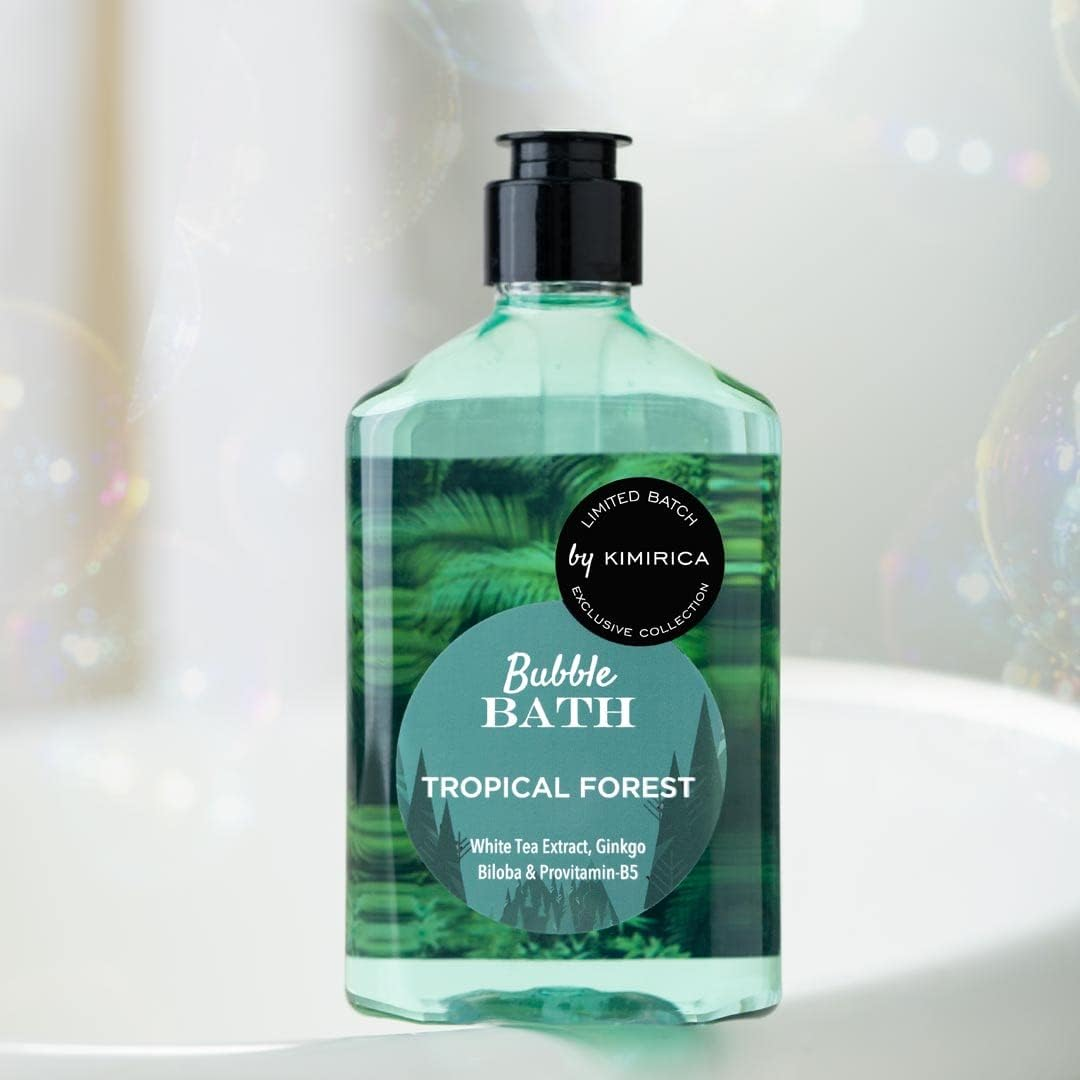 Kimirica Tropical Forest Bubble Bath, 100% Vegan and Paraben Free with Goodness of Ginkgo Biloba & White Tea Extracts, Pro-Vitamin B5, Aloe Vera & Vitamin E | 270 Ml image number 3
