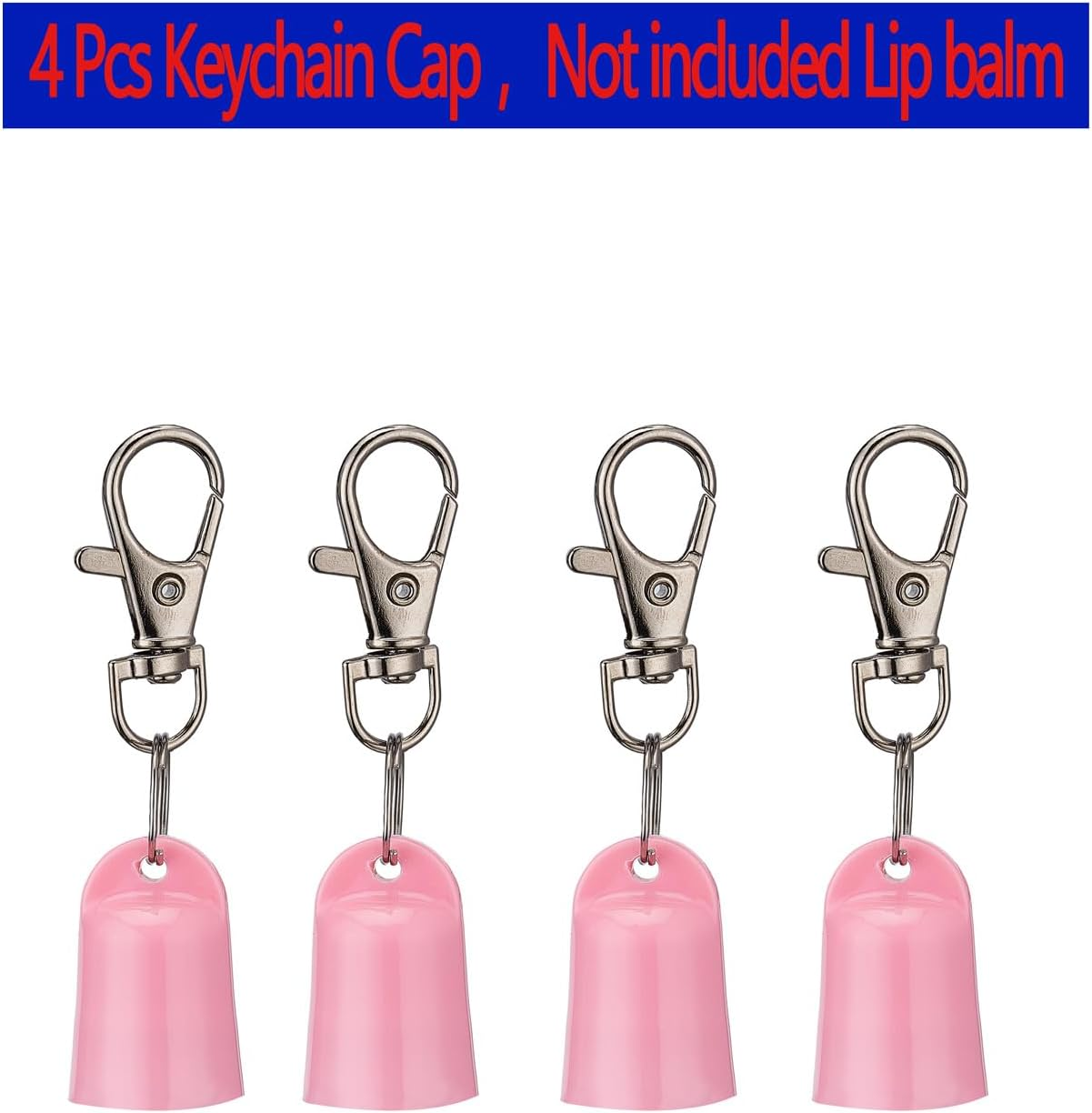 4 PCS Keychain Cap Compatible with Aquaphor 0.35 Oz Lip Balm, Portable Holder Keychain Cap Compatible with Aquaphor Lip Repair Tubes (Pink) image number 1