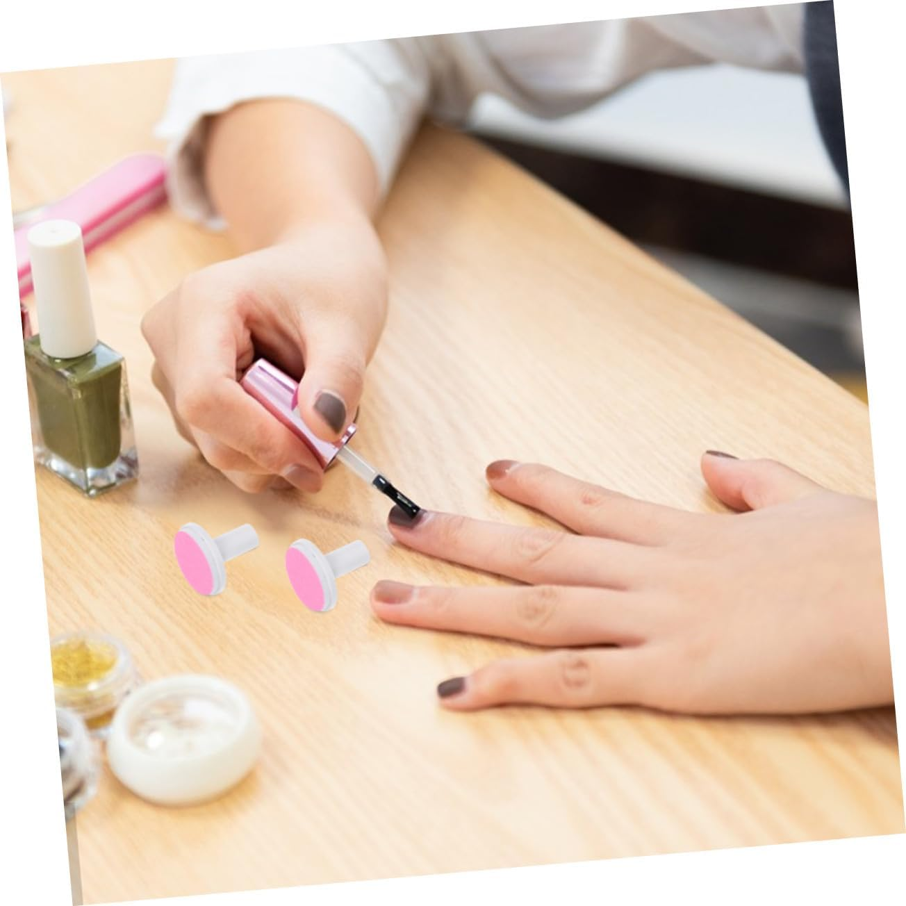 PACKOVE Electric Nail Trimmer Replacement Pads 12Pcs Pink Adults Nail Buffer Grinding Heads Refill image number 2