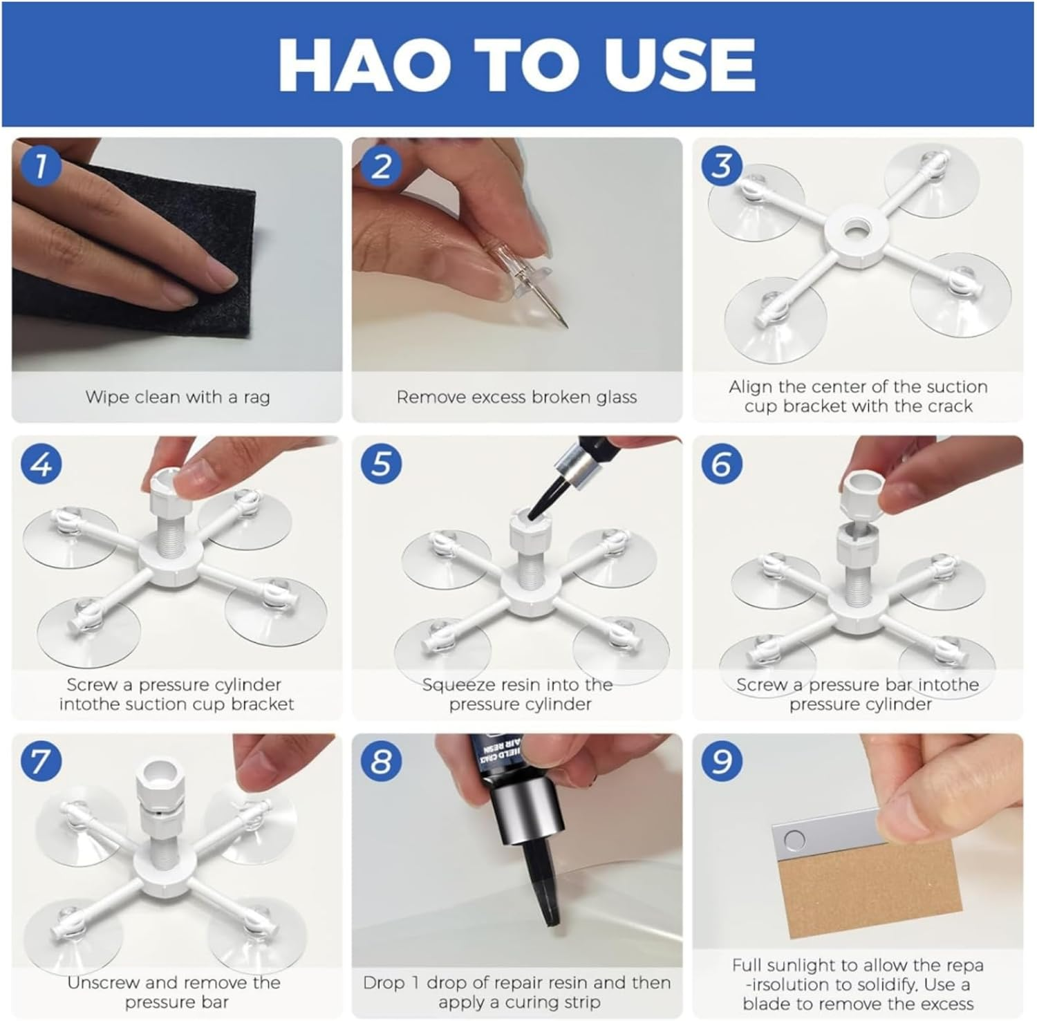 Windshield Repair Kit, Quick and Efficiency Glass Repair Fluid, Car Windshield Crack Repair Resin Kit for Fixing Chips, Bulls-Eye, Cracks and Star-Shape Cack-2 Pack image number 5