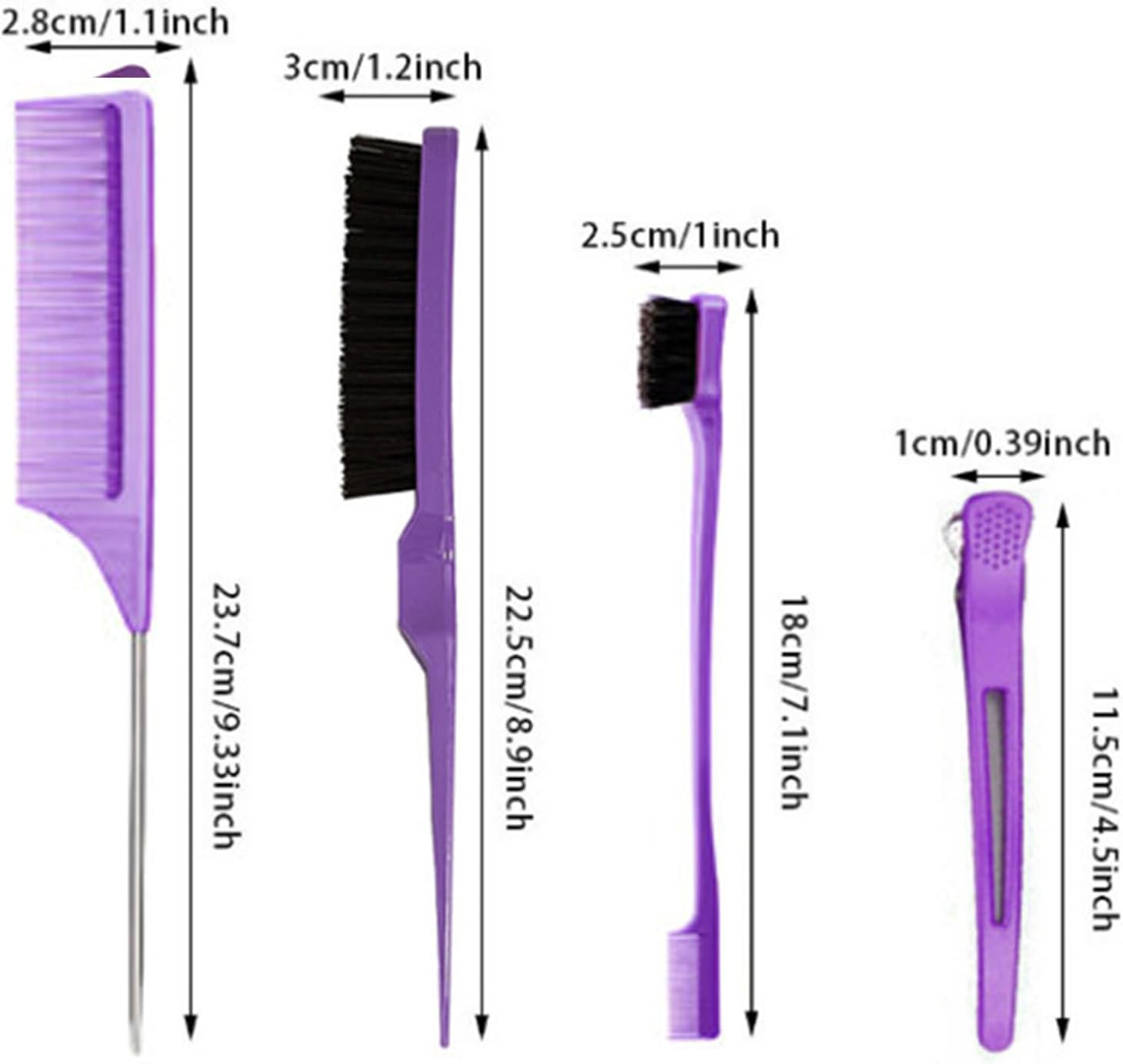 Qkbuza Hair Comb Set | Tail Brush - Detangling Hairbrush Portable Small Comb Tool for Barber Salon Parting Women Girls Braiding image number 6