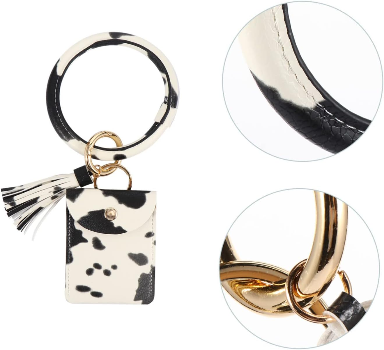 VALICLUD Bracelet Keychain round Purse Key Chains Coin Bag Wrist Wallet Tassel Bracelet Keyring Locket Bracelet Wristlet Holder Wrist Purse Wristlet round Key Ring Bangle Keyring Alloy image number 2