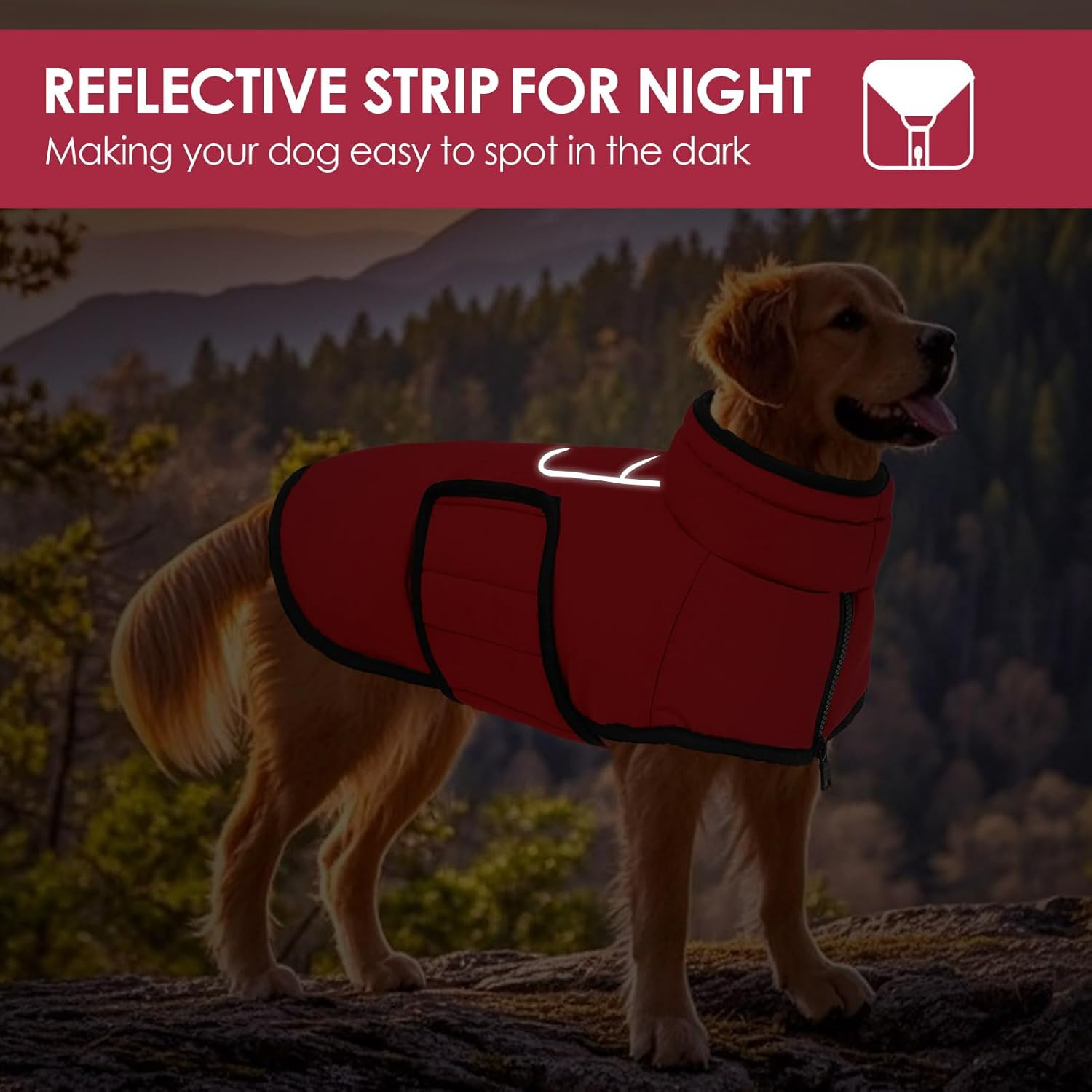 AOFITEE Dog Coat, Warm Dog Winter Jacket for Small Dogs, Reflective Dog Coat with Integrated Harness, Waterproof Fleece Dog Coat with Turtleneck for Yorkshire, West Highland image number 4