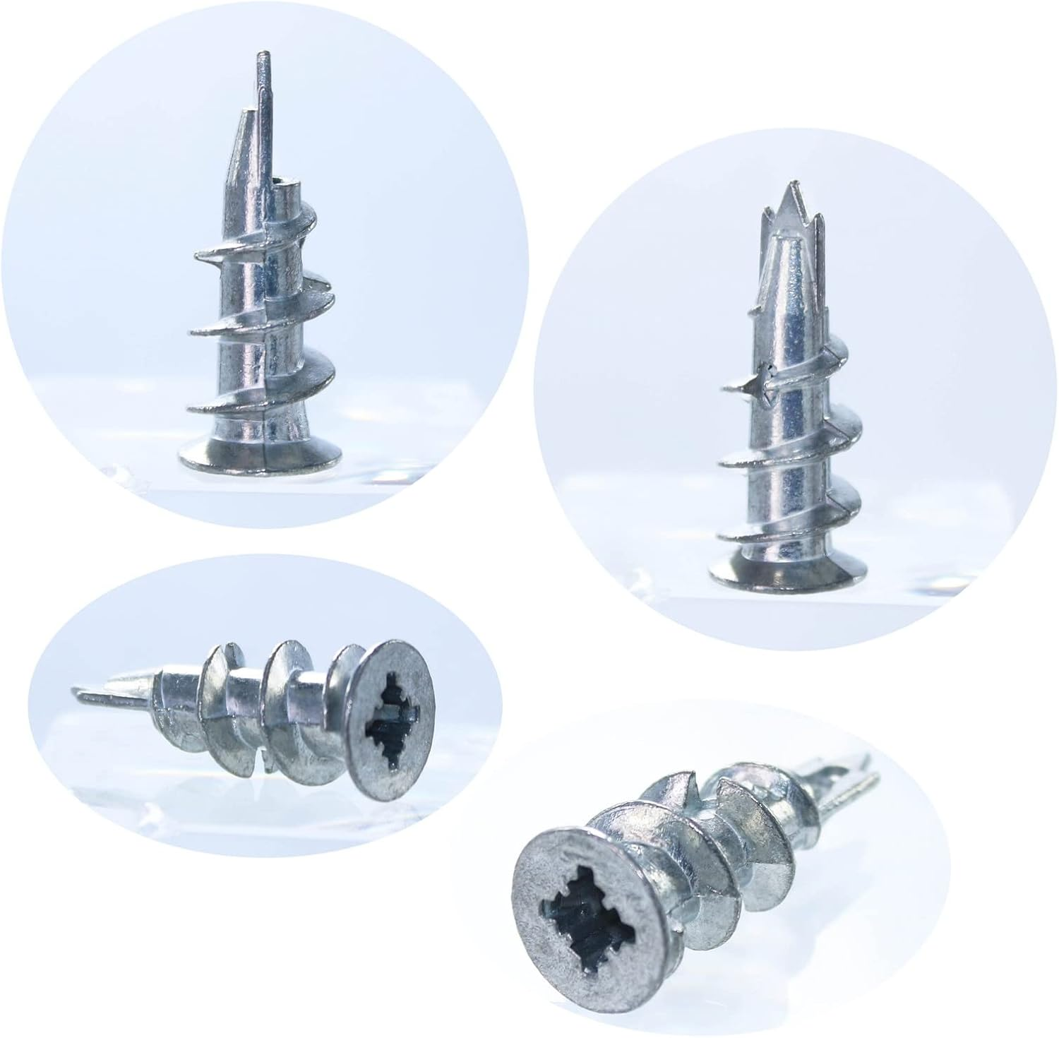 Laffeya Bear Claw Double Headed Screw & #8 Self Drilling Drywall Anchors, Picture Hangers Kit- 25 Bear Claw Screws, 25 Self-Tapping Drywall Anchors (25, Silver) image number 6