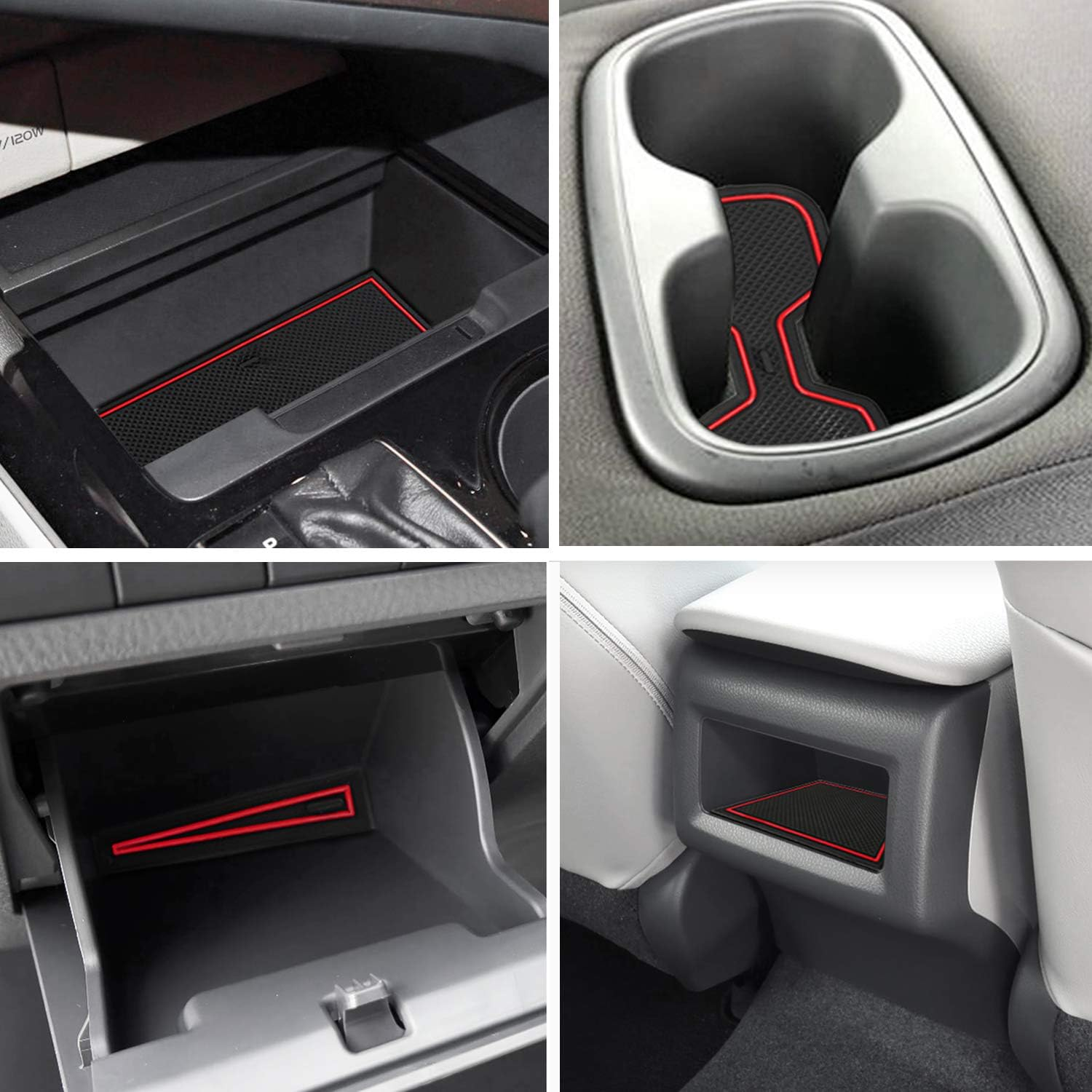 Auovo anti Dust Mats for Toyota Camry Accessories 2018 2019 2020 2021 2022 2023 Custom Fit Door Pocket Liners Cup Holder Pads Console Mats(16Pcs/Set) (Red) image number 5