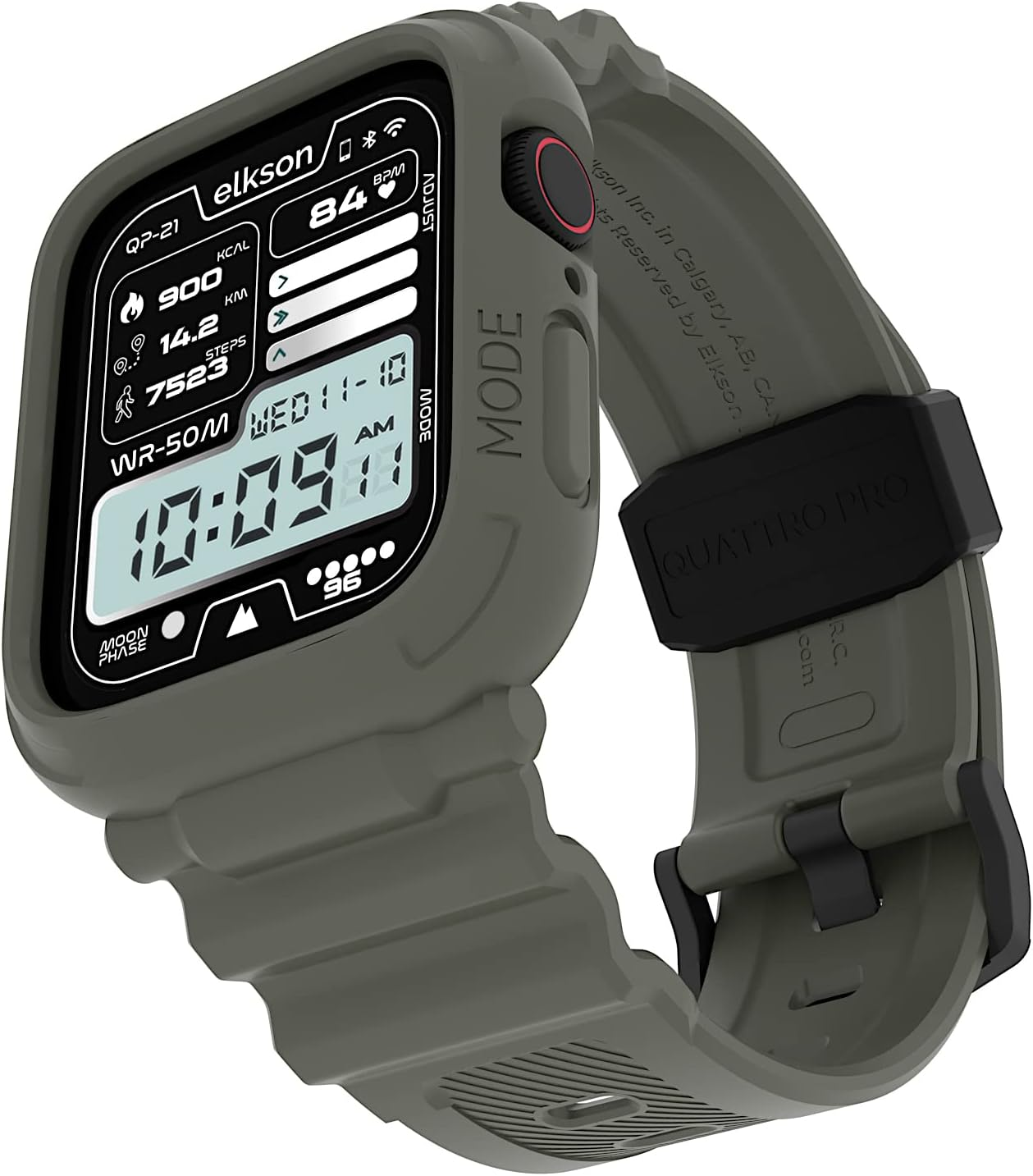 Elkson Compatible with Apple Watch Series 7 54Mm 6 SE 5 4 Bumper Case Band 44Mm Iwatch Quattro Pro Series Fall Protection Durable Military Grade Protective TPU Mud Shock Proof Resist Men Black