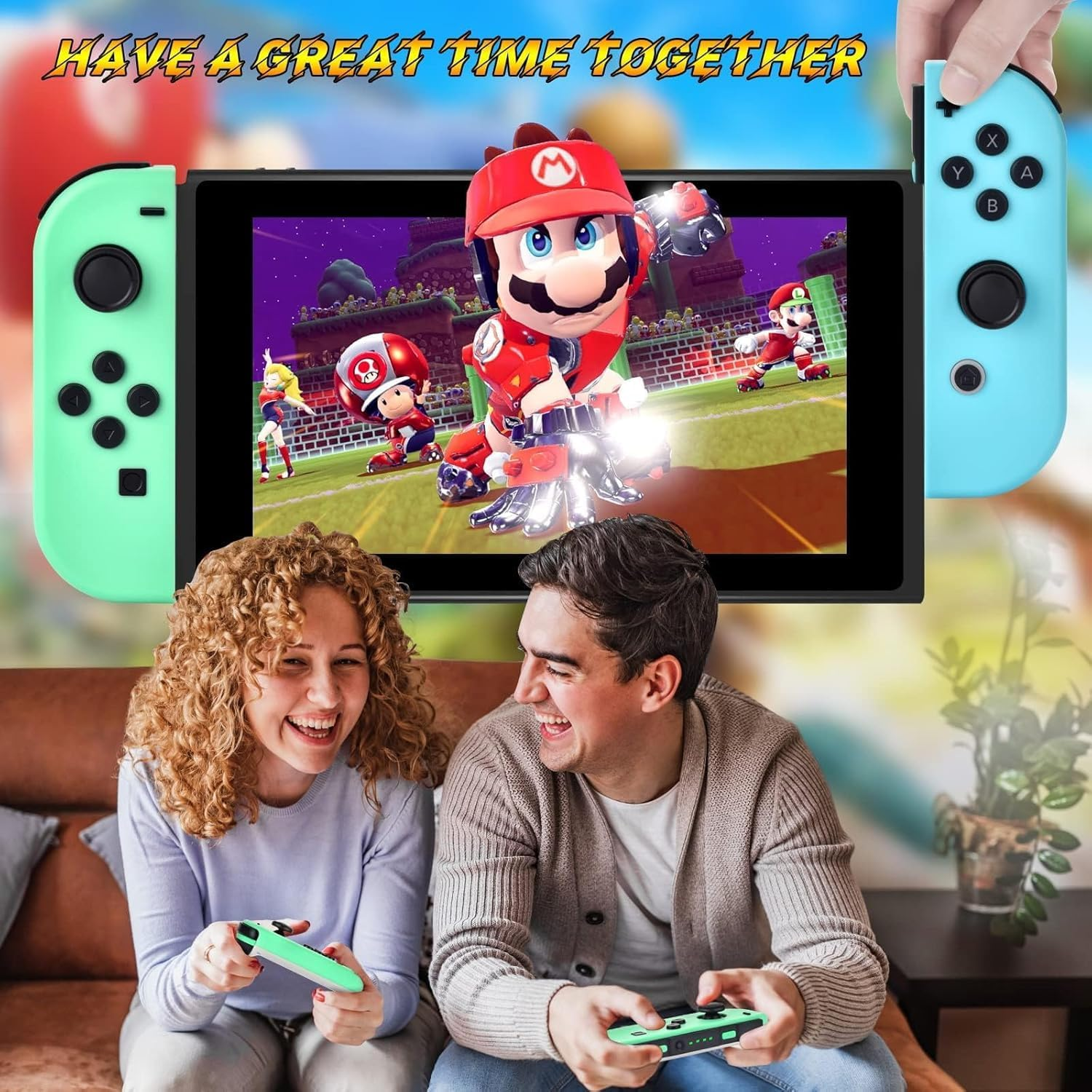 Nintendo Switch Controller Controller for Switch, Wireless Replacement for Switch, Left and Right Controllers Support Sports Dual Vibration/Wake-Up Motion Control (Blue + Green) image number 2