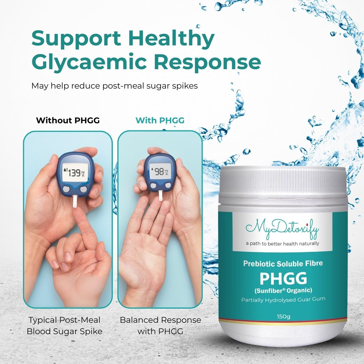 PHGG (Partially Hydrolysed Guar Gum) Powder, Prebiotic Powder, Dissolves Easily, Colourless and Odourless, 150G image number 4