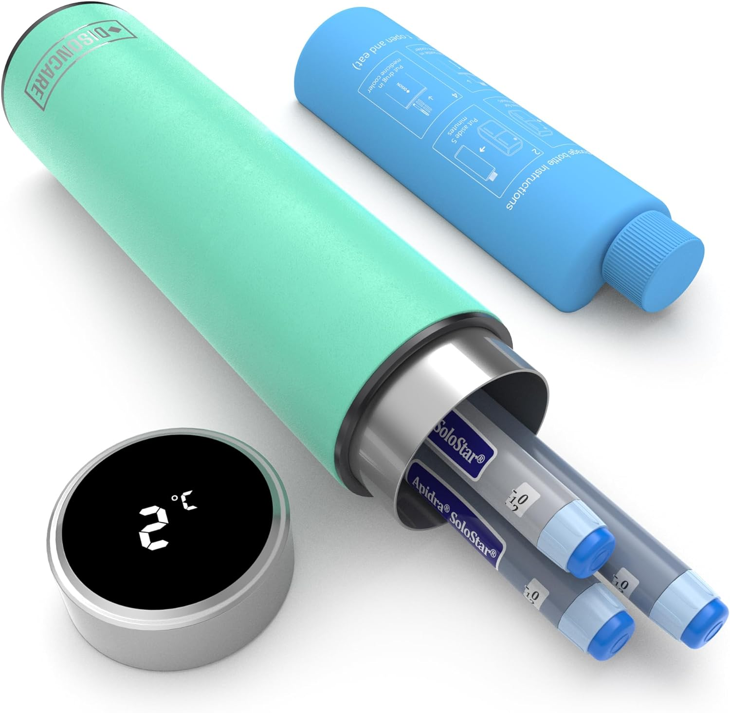 DISONCARE 60H 3 Pens Insulin Cooler Travel Case Temp Display