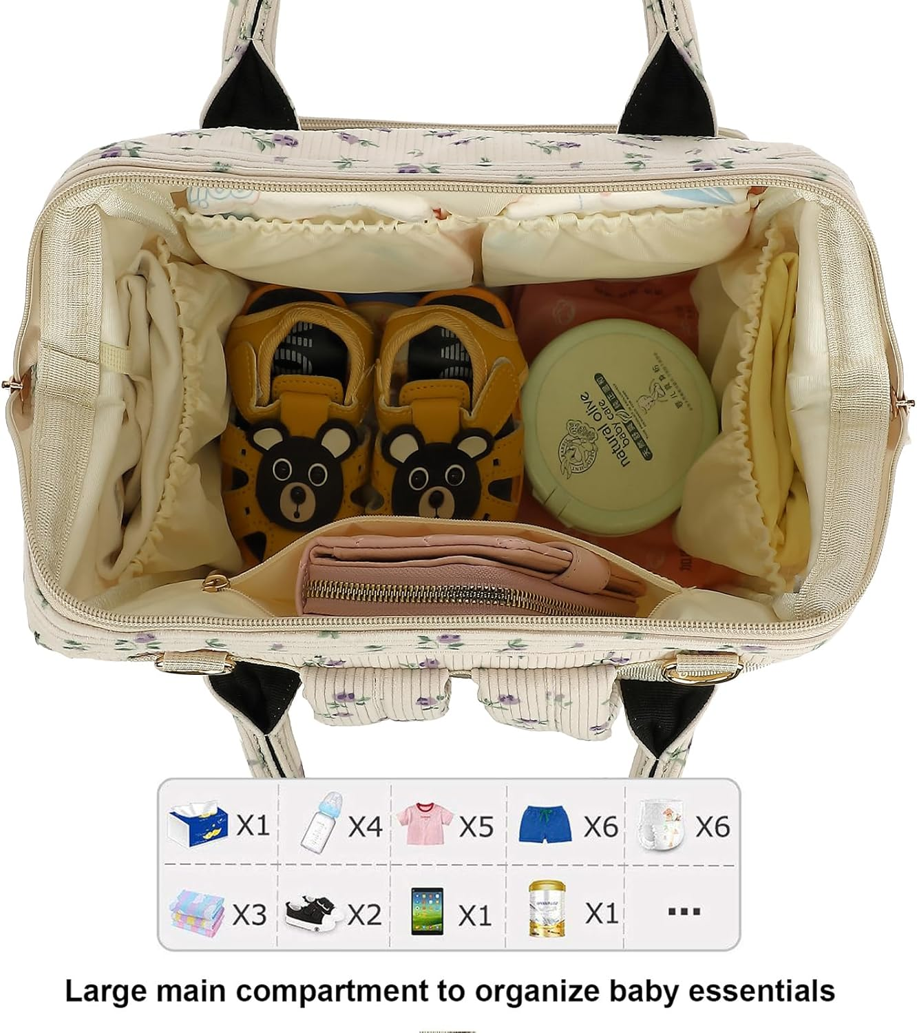 Corduroy Diaper Bag Backpack for Baby Girls Boys, Women Large Nappy Bags for Mom