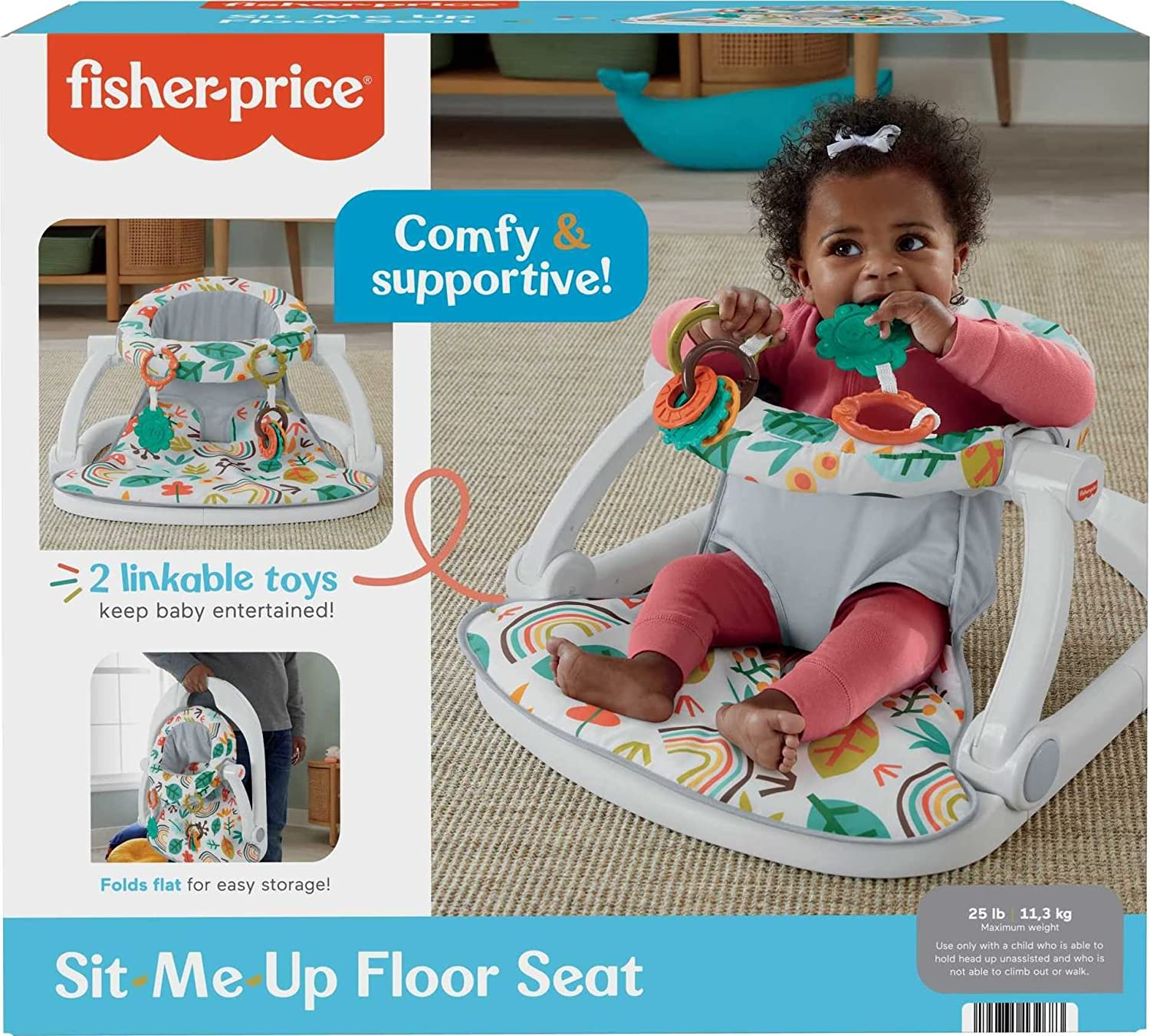 Fisher-Price Portable Baby Seat with Toys, Baby Chair for Sitting Up, Sit-Me-Up Floor Seat, Whimsical Forest