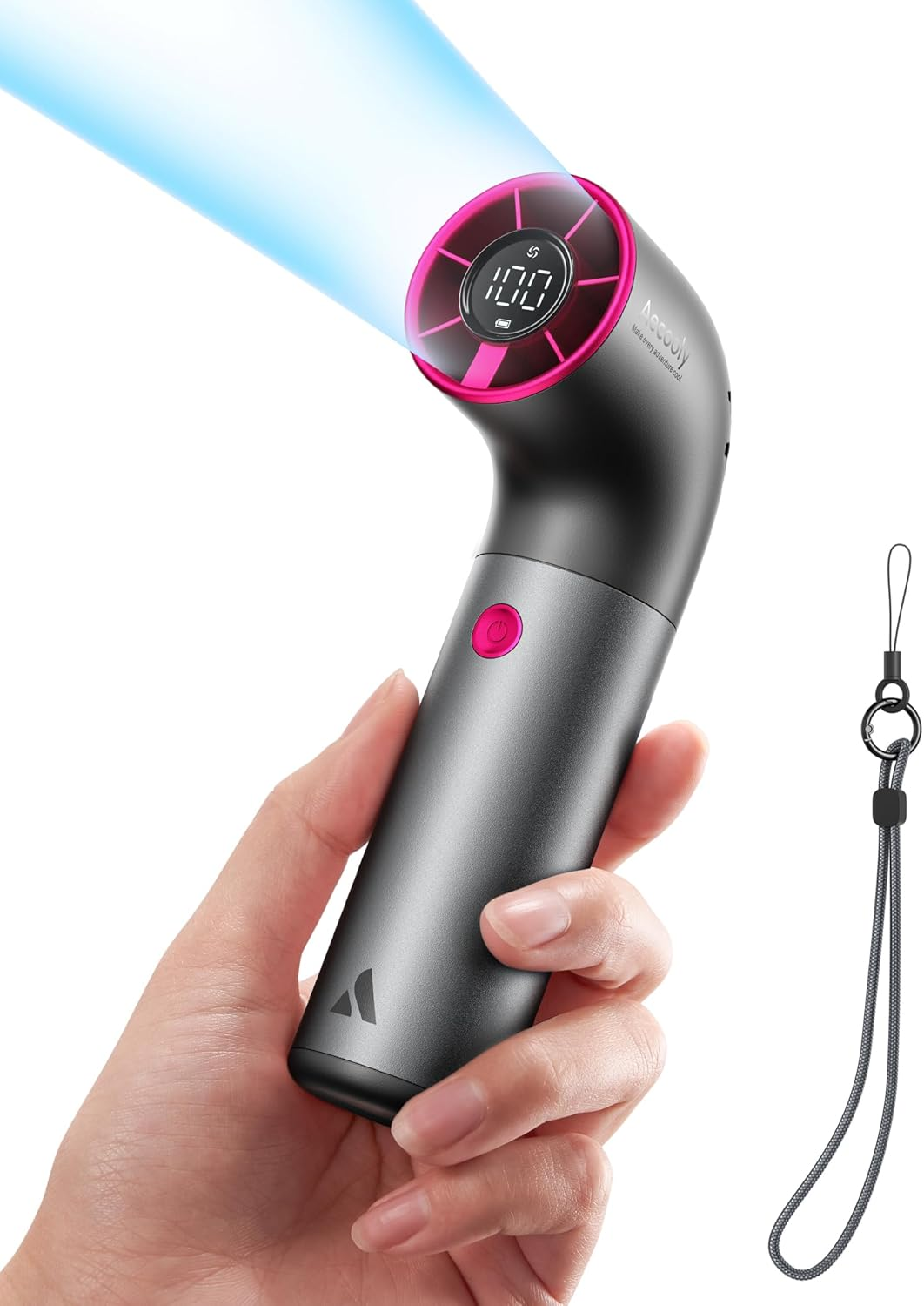 Aecooly Portable Handheld Fan, Powerful Turbo Mini Fan, 19000 RPM High Speed Aero Ultra, 15H Max Cooling Time, 7 Gears Aluminum Case, Pocket Personal Small Gifts for Women Travel Essentials - Grey image number 3